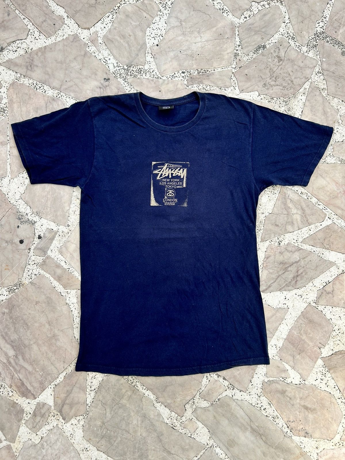 Streetwear × Stussy Stussy Honolulu Exclusive Navy Blue T-Shirt Sz