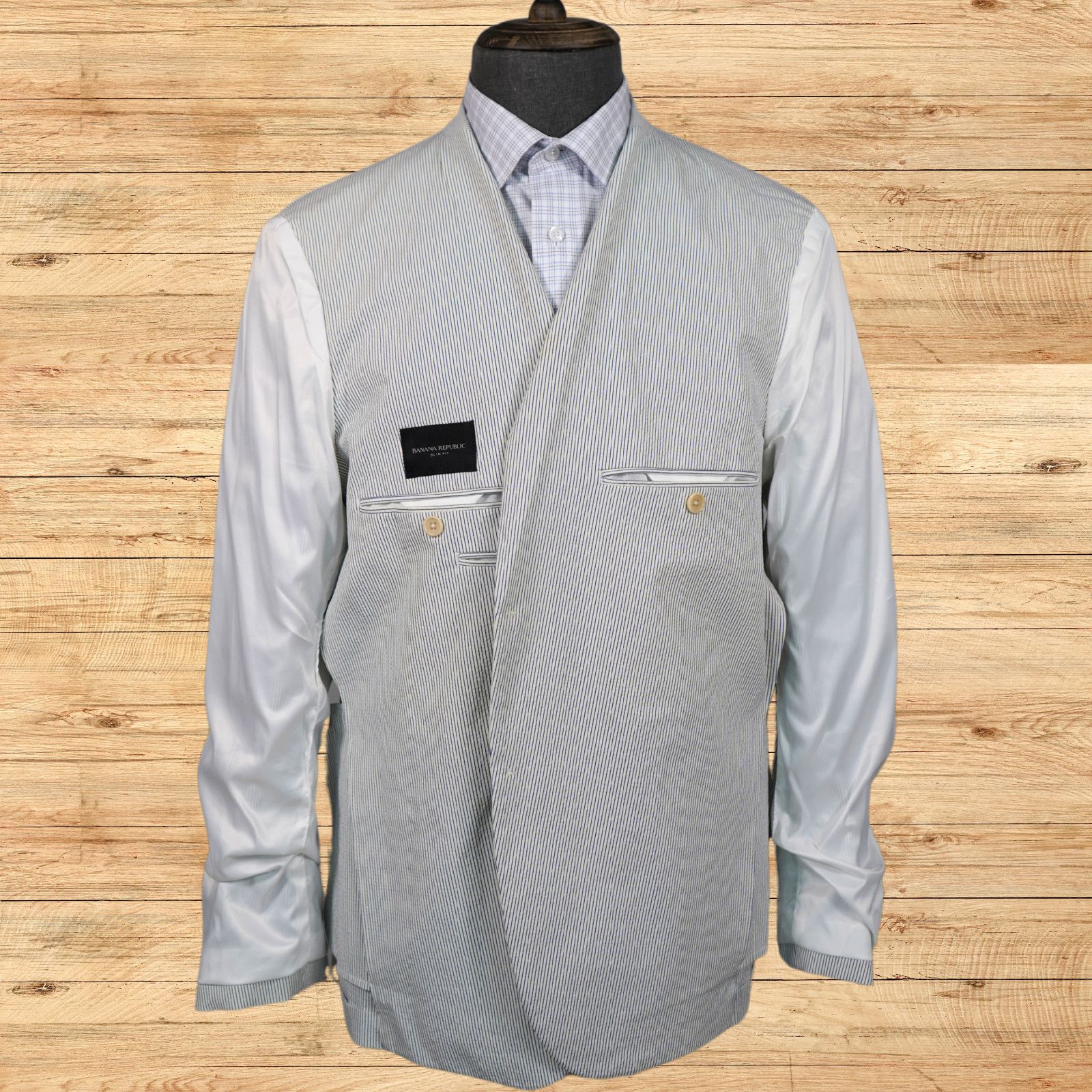 Banana Republic Banana Republic Seersucker Sport Coat Mens 44R Slim Size 44R - 5 Thumbnail