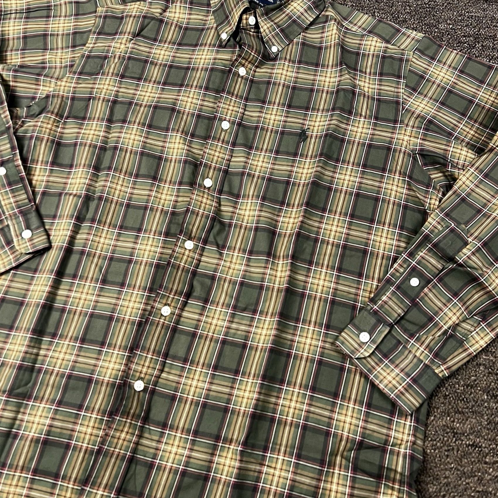 Ralph Lauren Ralph Lauren Button Down Shirt Mens Large Green Plaid Pony Classic Fit Cotton Size US L / EU 52-54 / 3 - 3 Thumbnail