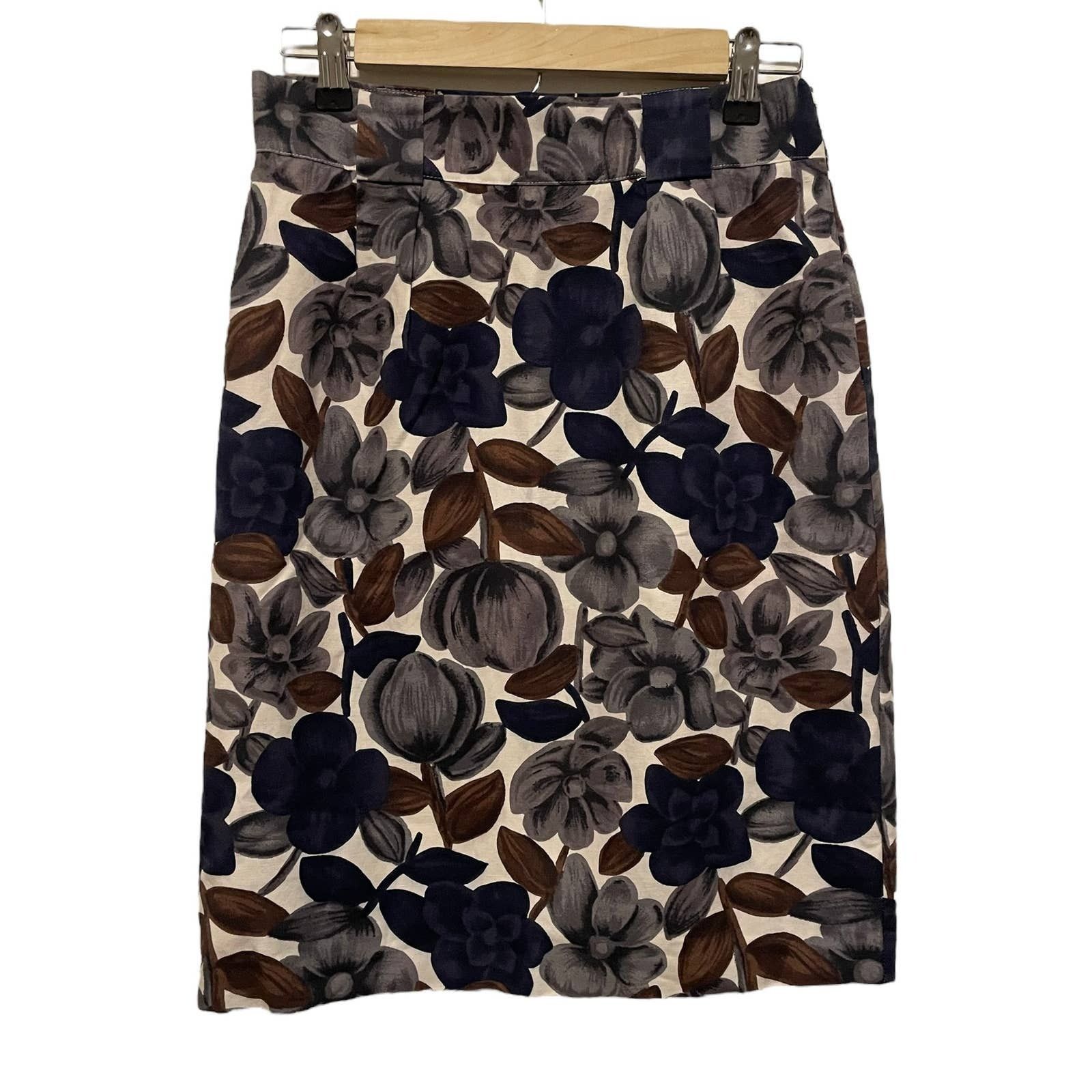 Boden Boden Linen Pleated Tulip Skirt Floral Side Zip Size US 6R Size 28" / US 6 / IT 42 - 1 Thumbnail