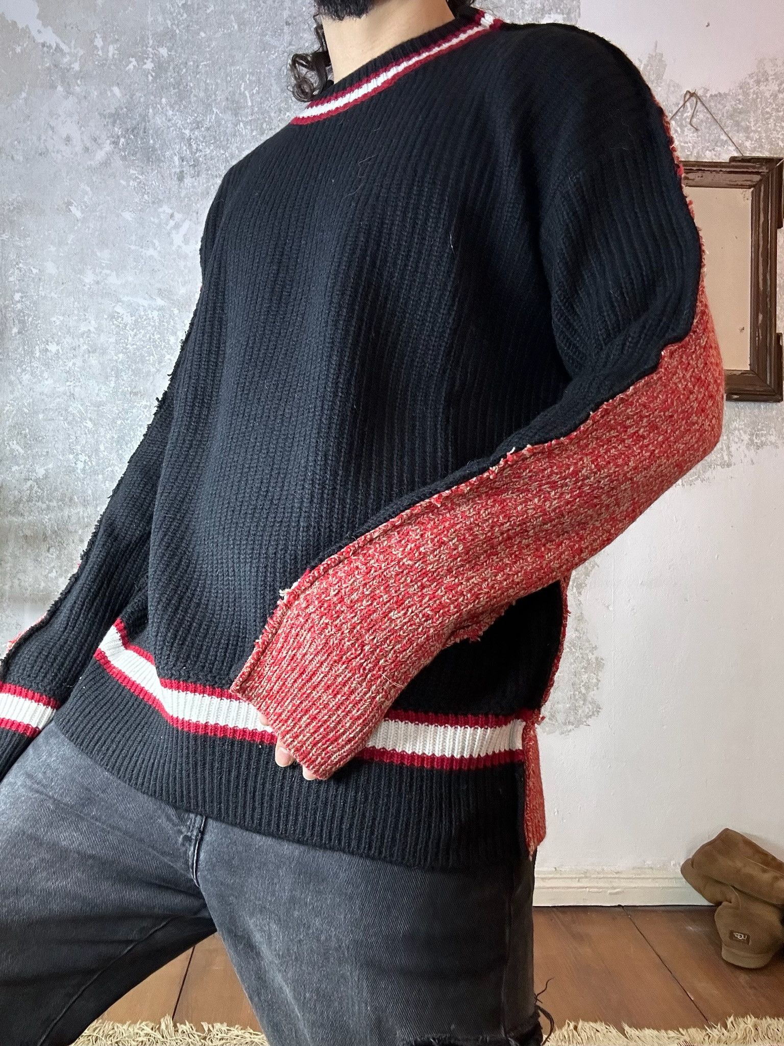 Marni Marni Half College Sweater Black/Red Size US M / EU 48-50 / 2 - 4 Thumbnail