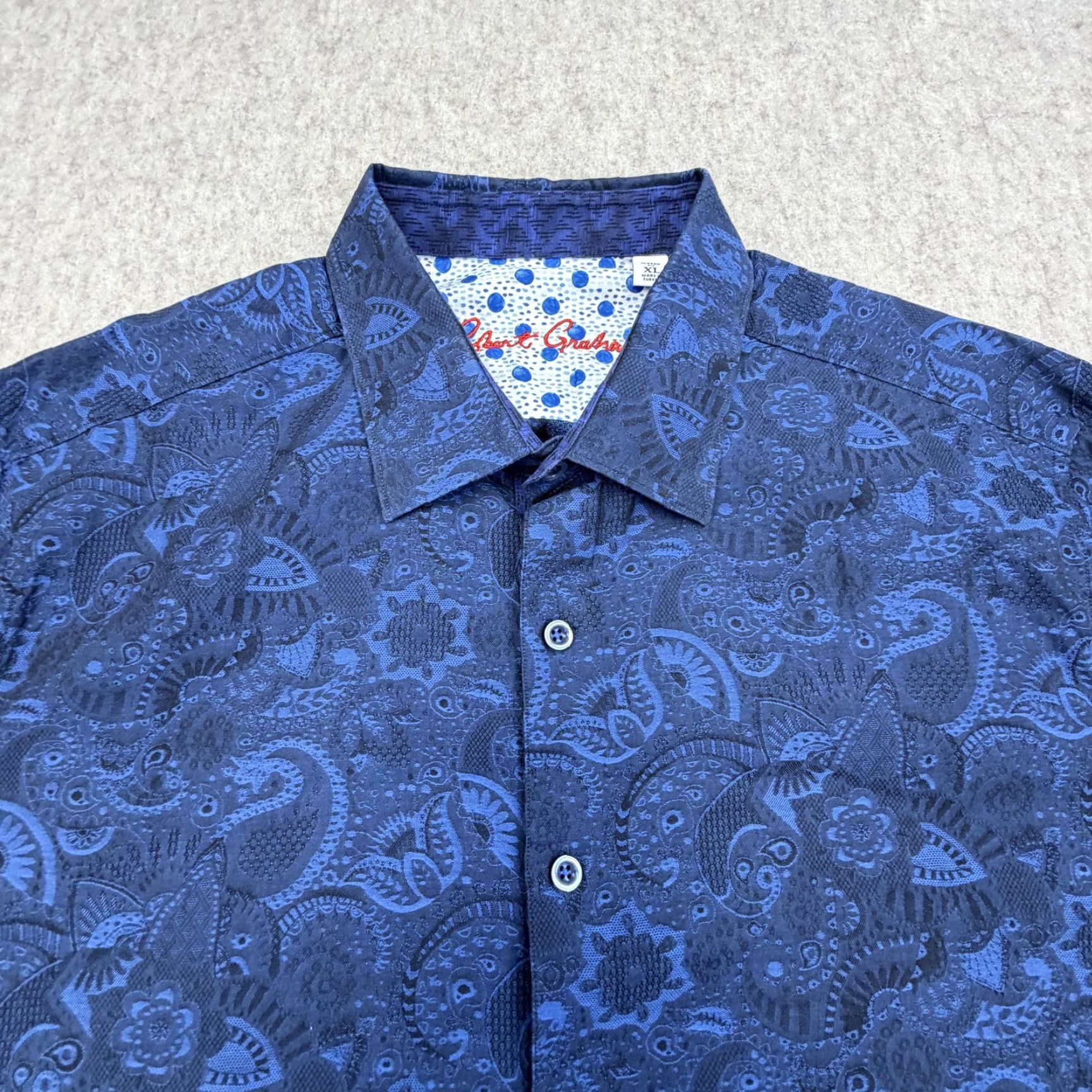 Robert Graham Robert Graham Shirt Mens XL Blue Paisley Long Sleeve Button Up Contrast Cuff Size US XL / EU 56 / 4 - 2 Thumbnail