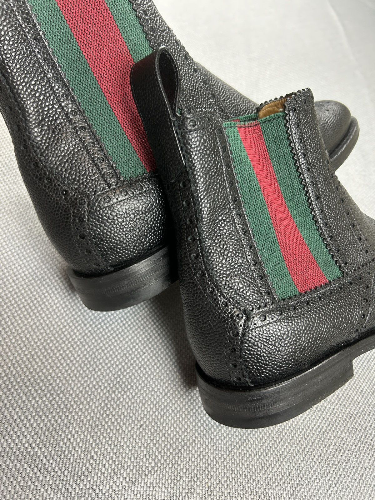 Gucci Gucci Strand Web Wing Tip Black Leather Chelsea Boots Shoes Size US 8 / EU 41 - 5 Thumbnail