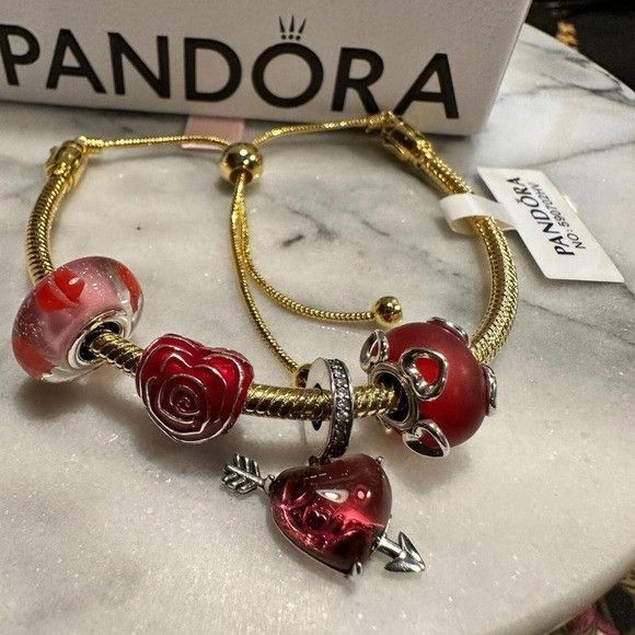 pandora Pandora Genuine Silver SLIDER Chain Bracelet, Love Heart Kis Size ONE SIZE - 1 Thumbnail