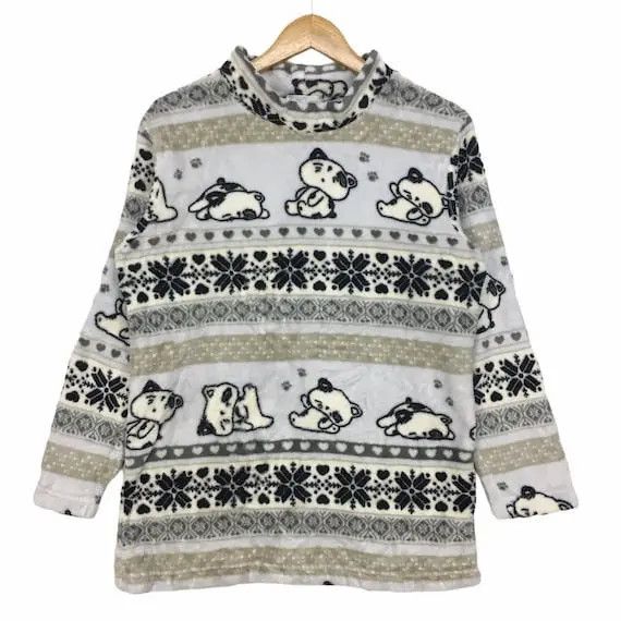 Anime DARE NYAN 1999 Garconne DAN Cartoon Fleece Sweater Size L / US 10 / IT 46 - 1 Thumbnail