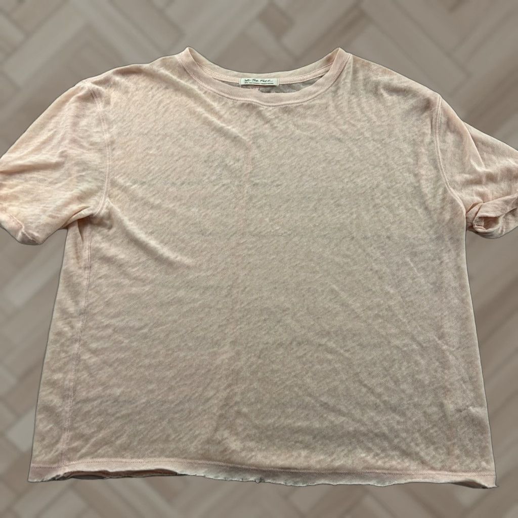 Vintage We The Free Short Sleeve Shirt Women's S Peach Linen Oversized Size S / US 4 / IT 40 - 1 Thumbnail