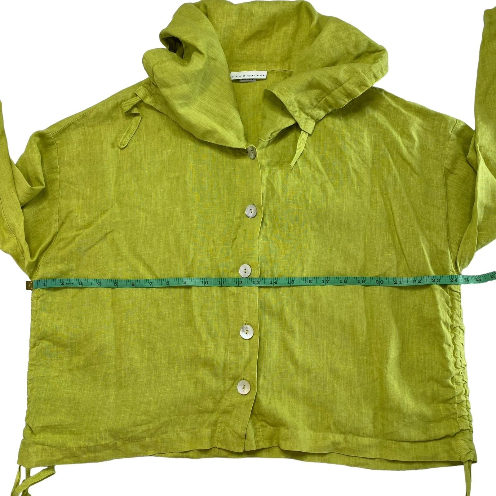 Bryn Walker BRYN WALKER Chartreuse Green Linen Short Sleeve Jacket Small Size S / US 4 / IT 40 - 9 Thumbnail
