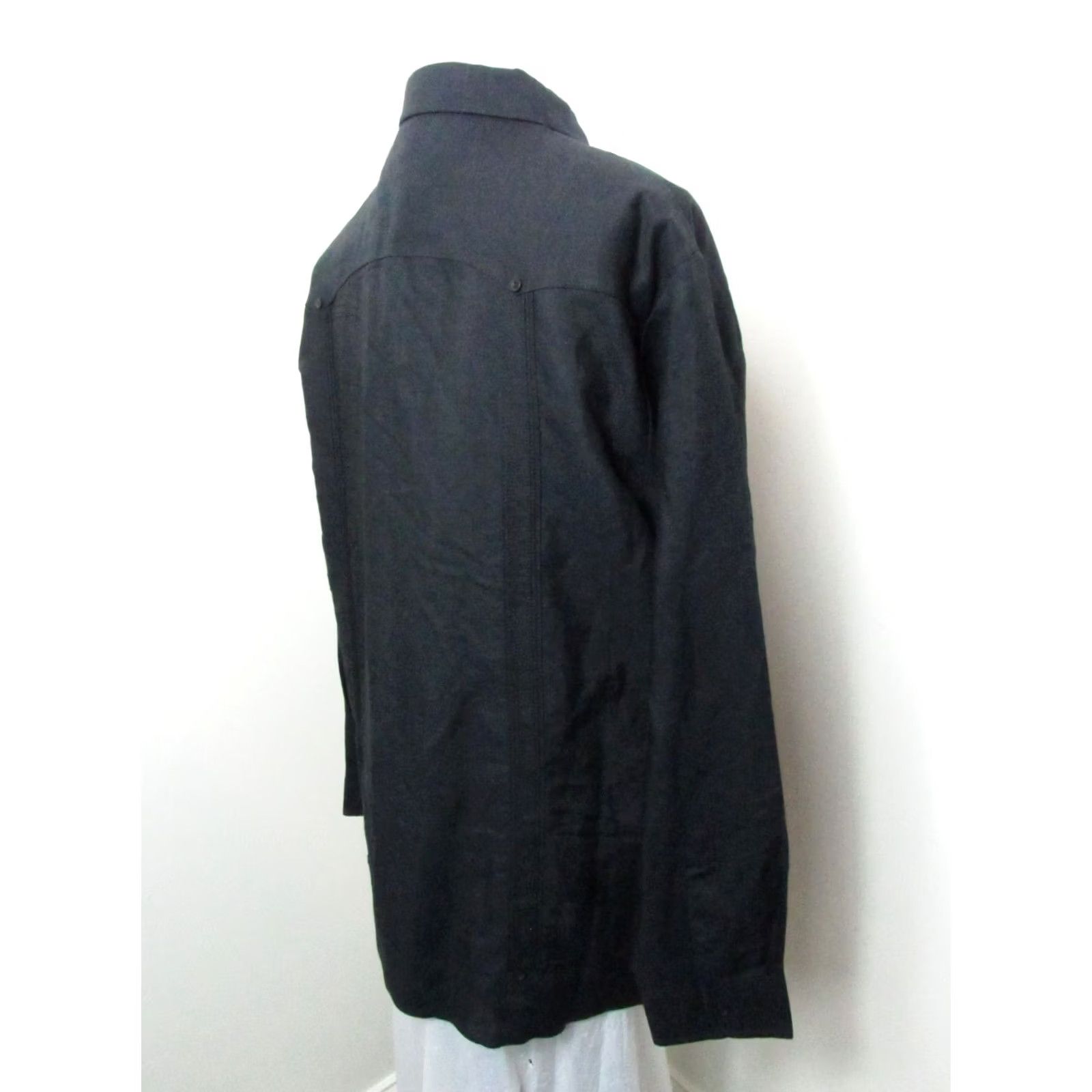 Vintage Mojito Collection Guayabera Shirt L Mens Black 100% Linen Long Sleeved Premium Size US L / EU 52-54 / 3 - 7 Thumbnail