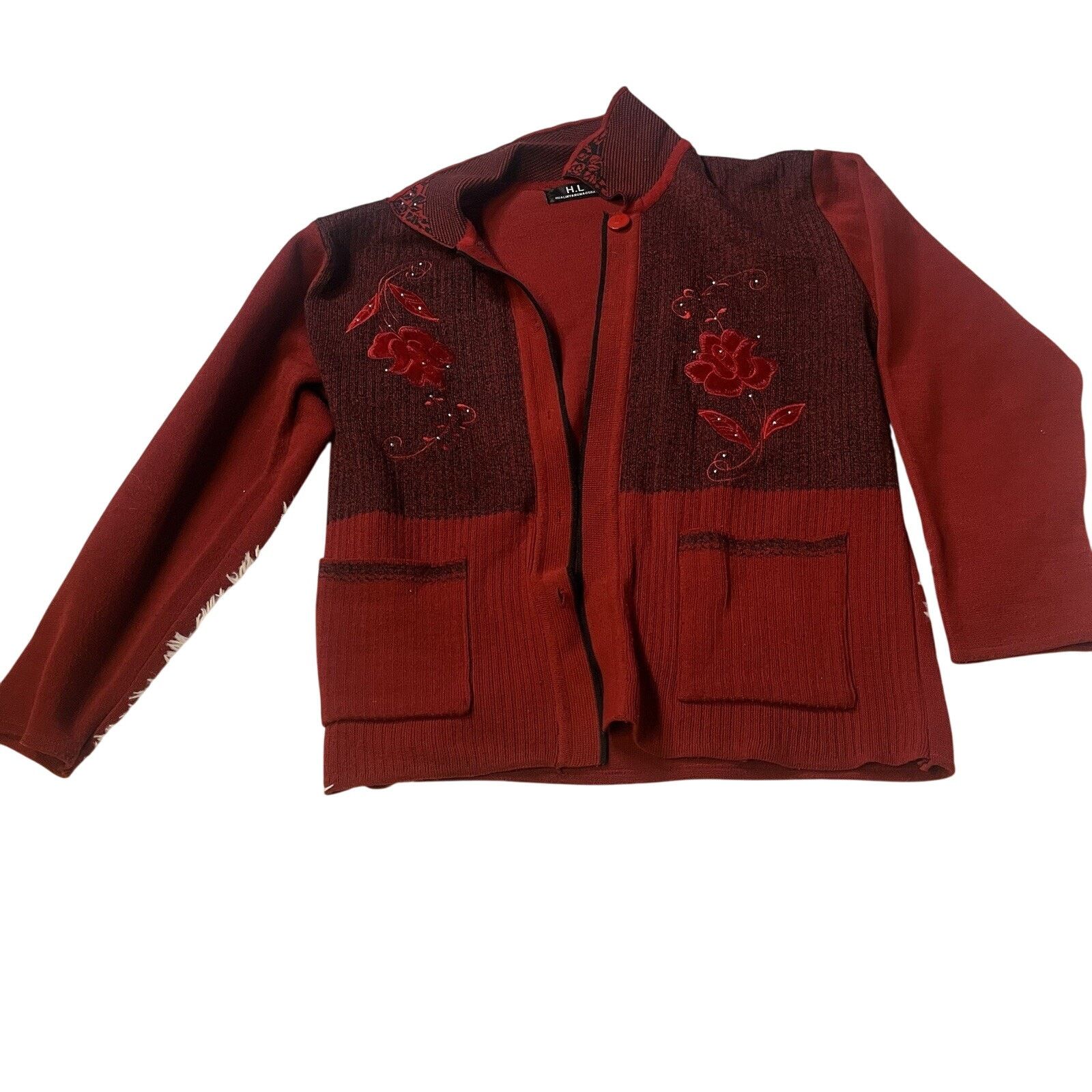 Other H.L. Hualinyangmaoshan Cardigan Sweater Embroidered Red Size L / US 10 / IT 46 - 1 Thumbnail
