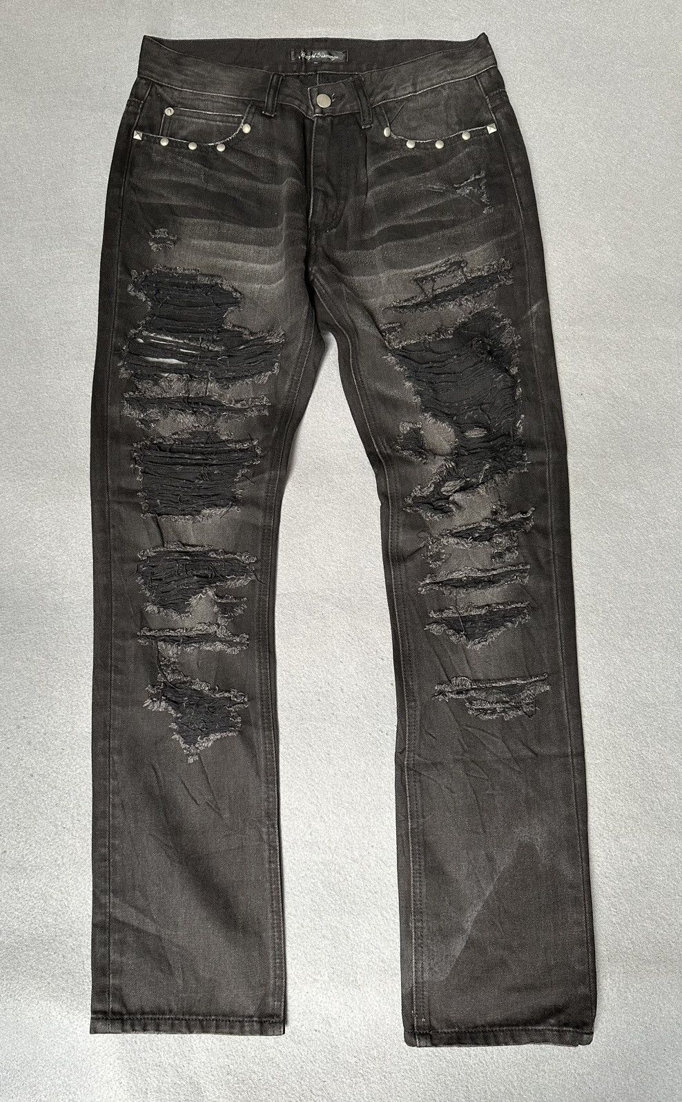 Japanese Brand Sex Pot Revenge Punk Revolution Studded Distressed Denim Size US 30 / EU 46 - 1 Thumbnail