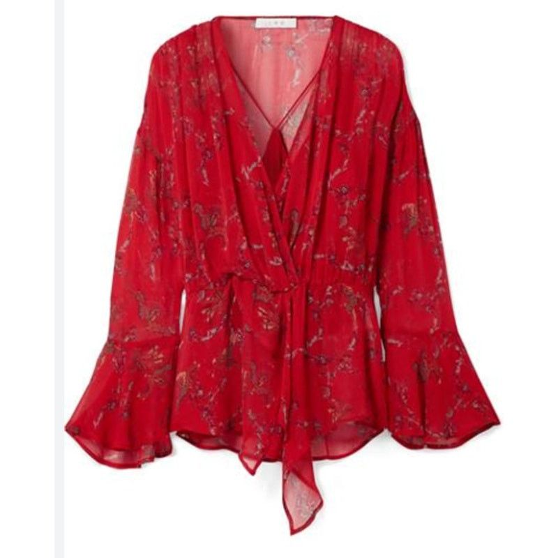 Iro Iro Linette Floral Print Bell Sleeve Chiffon Blouse, Size L / US 10 / IT 46 - 1 Thumbnail