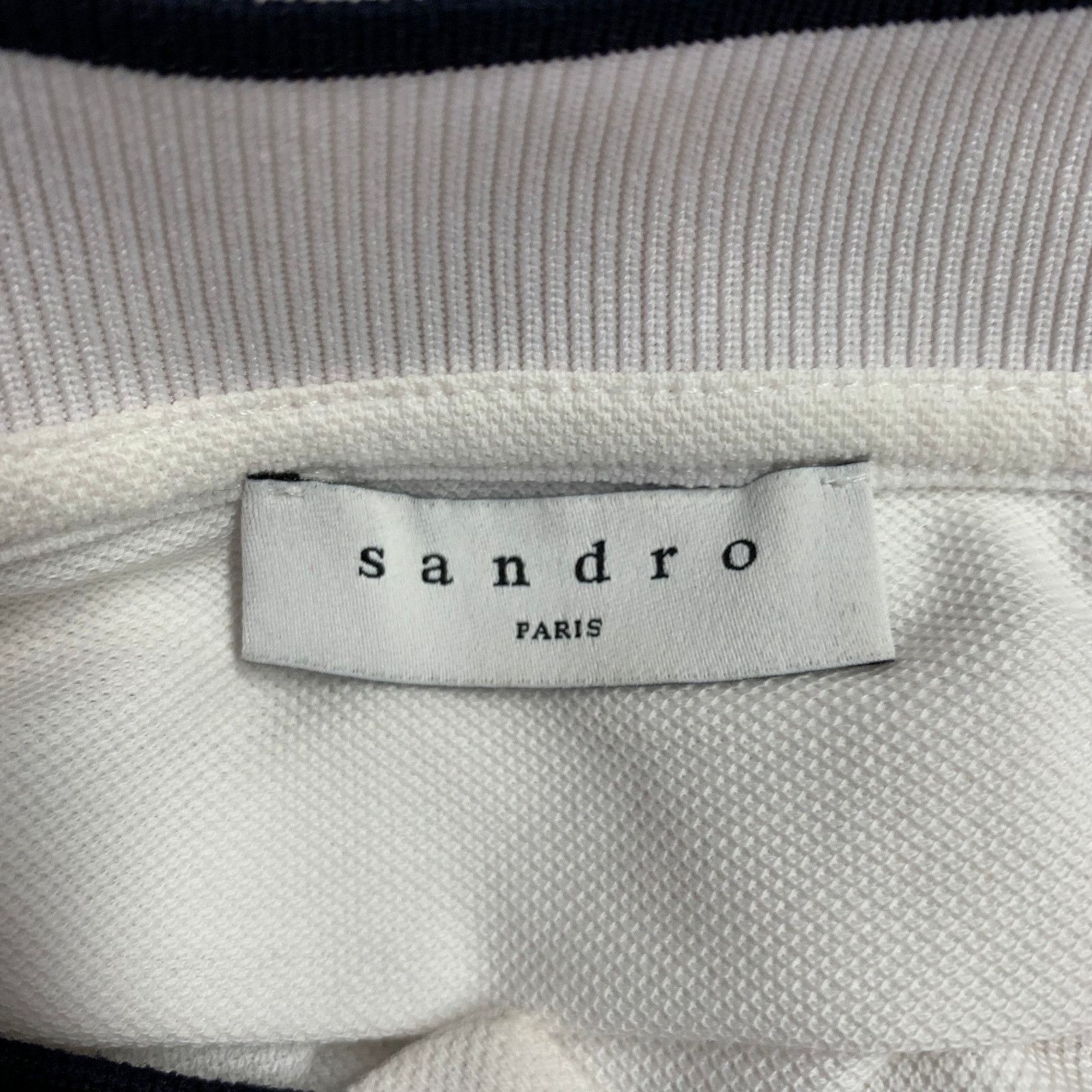 Sandro SANDRO S White Black Contrast Trim Cotton Collarless Polo Size US S / EU 44-46 / 1 - 8 Thumbnail