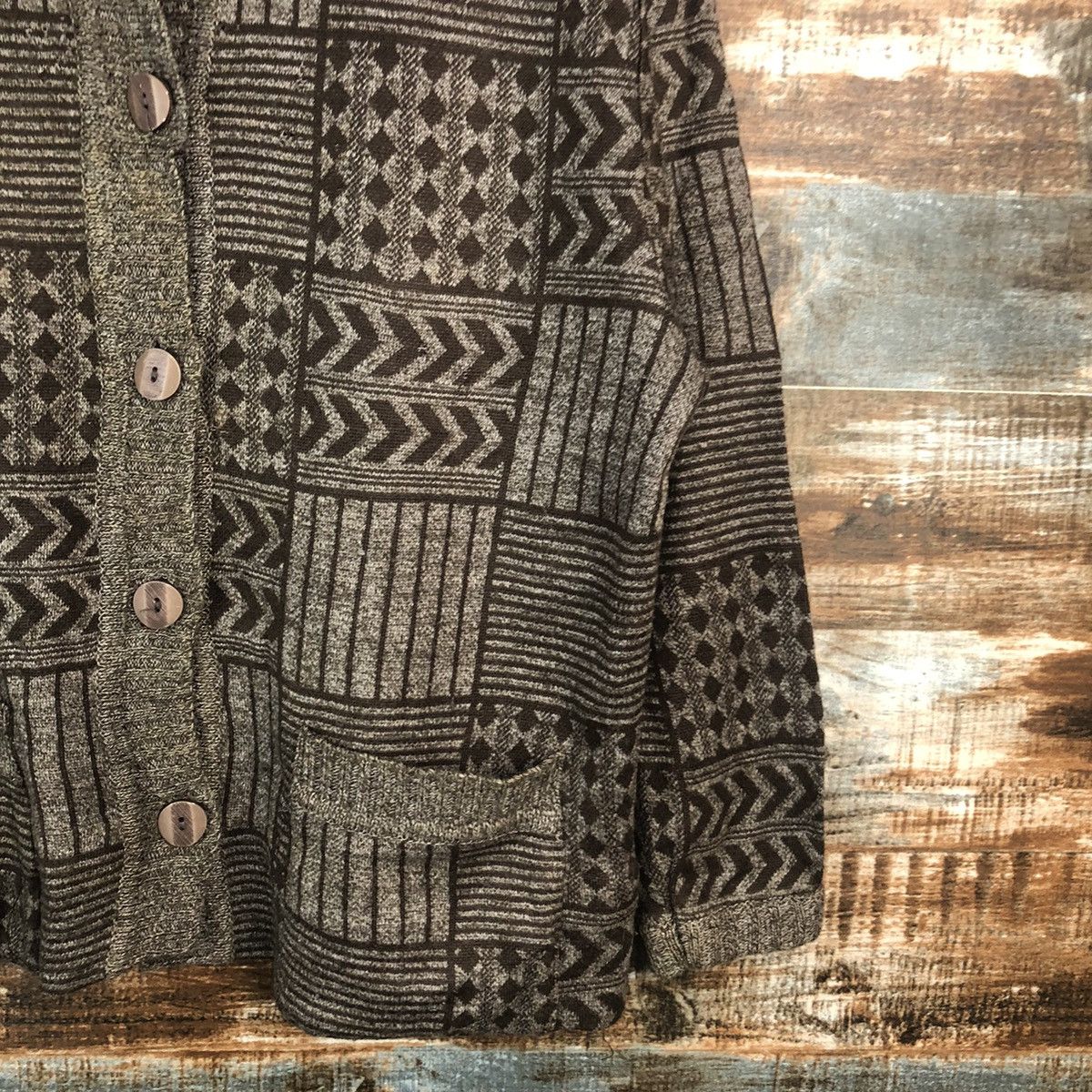 Homespun Knitwear × Japanese Brand Collosse Brown Patterned Cardigans Knitwear #A1877 Size M / US 6-8 / IT 42-44 - 8 Thumbnail