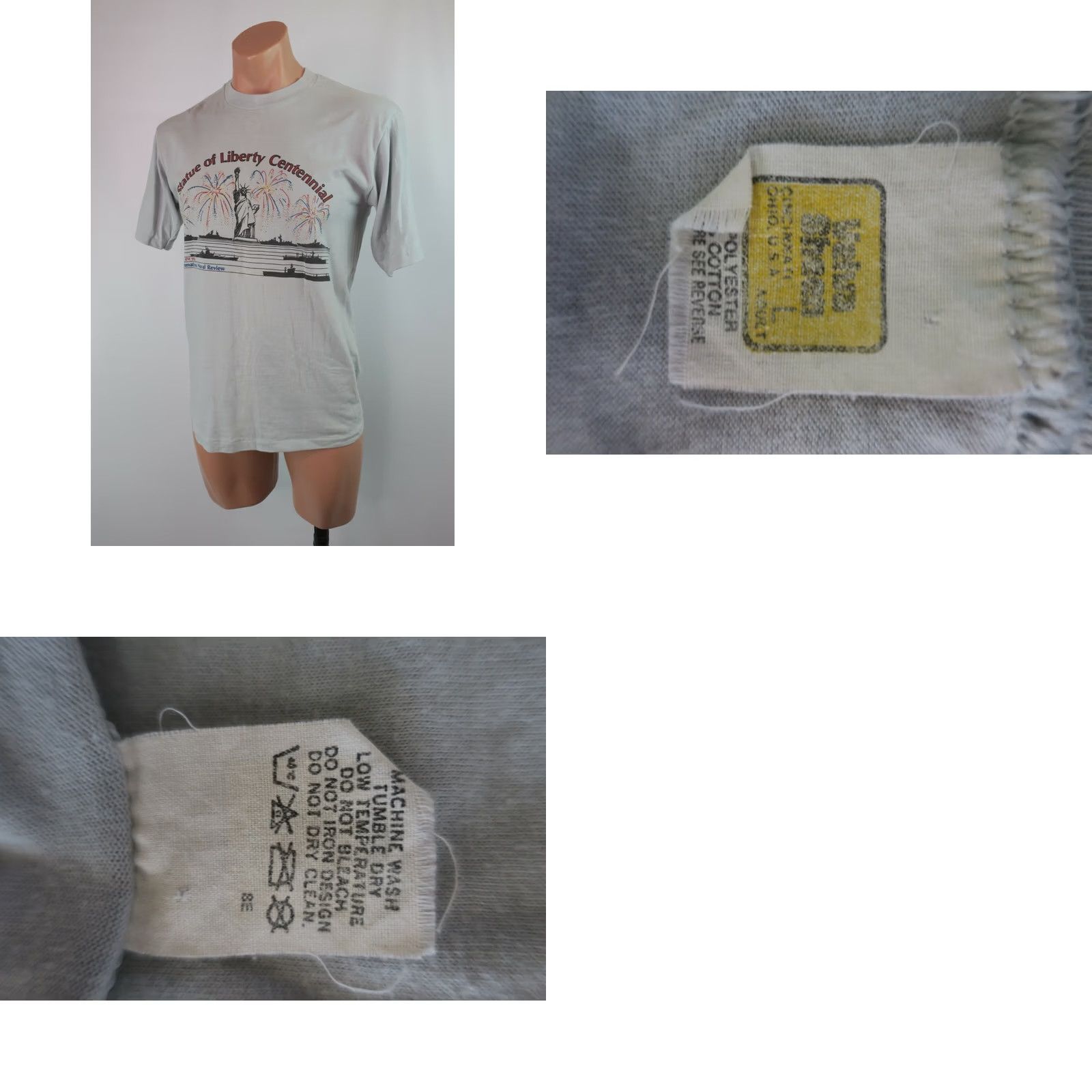 Vintage VTG 80s 1986 New York City Statue Of Liberty Centennial T Shirt Melba Sheen Gray Cotton Unisex L Short Sleeve Graphic Tee Size US L / EU 52-54 / 3 - 8 Thumbnail