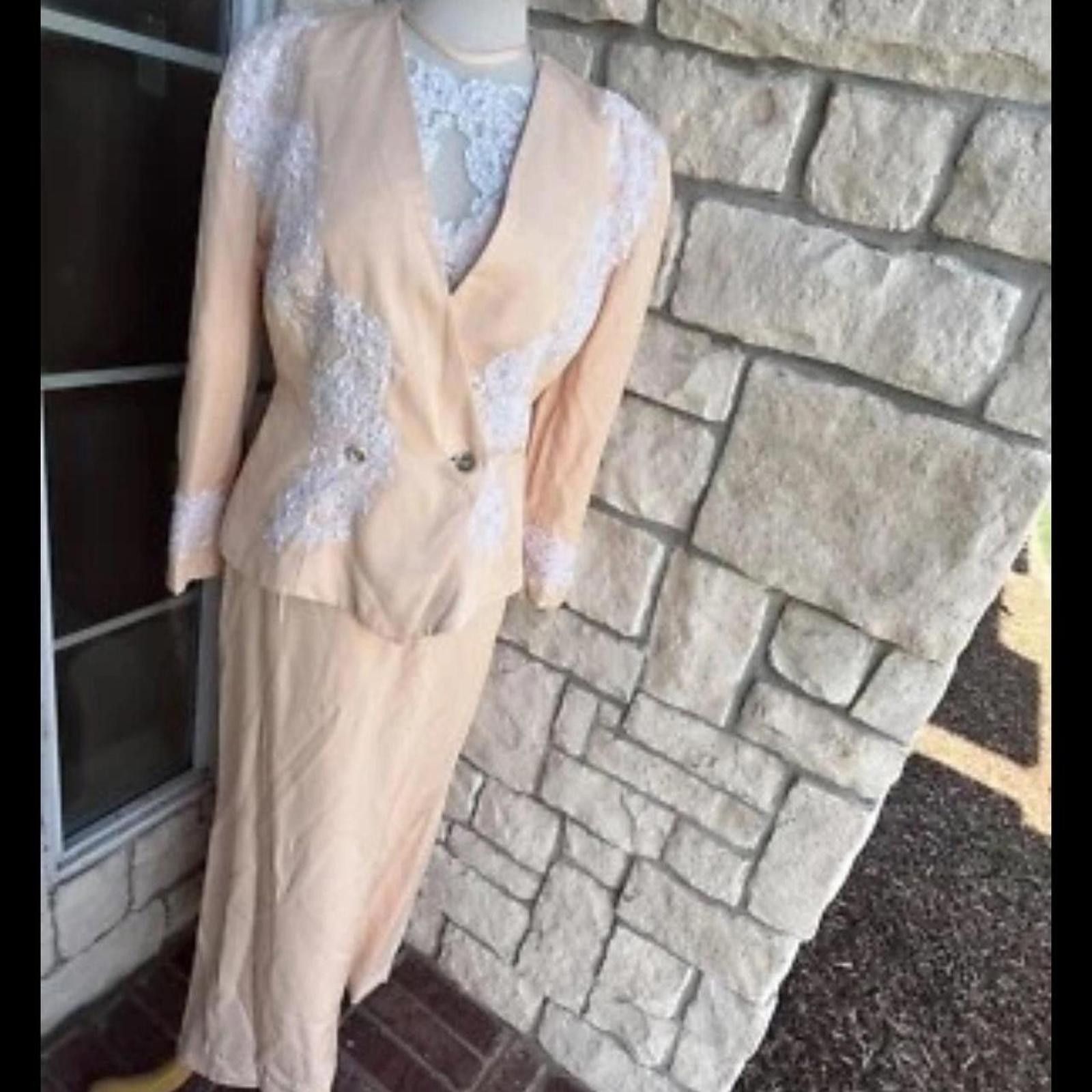Other Cream and pink vintage 2-piece dress glamour Size S / US 4 / IT 40 - 1 Thumbnail