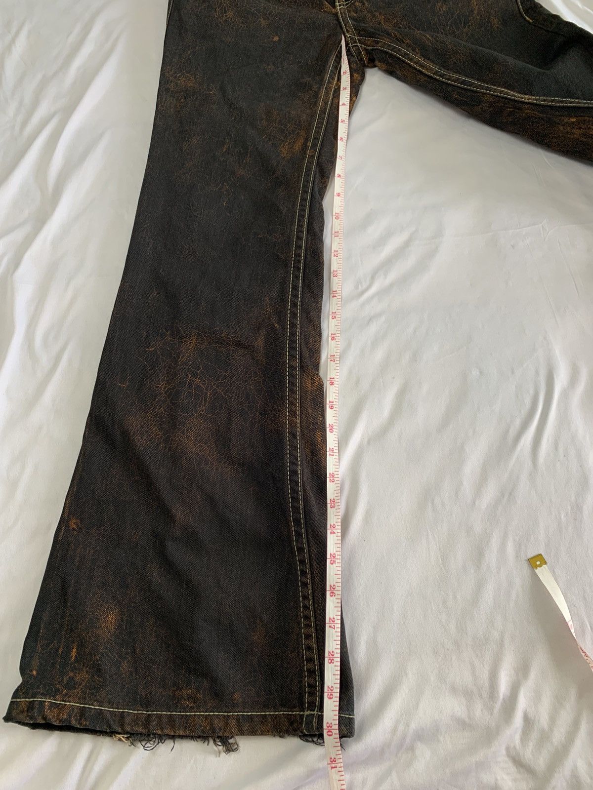Japanese Brand Flare jeans cracked wash design zippy ziggy japan Size US 29 - 17 Thumbnail