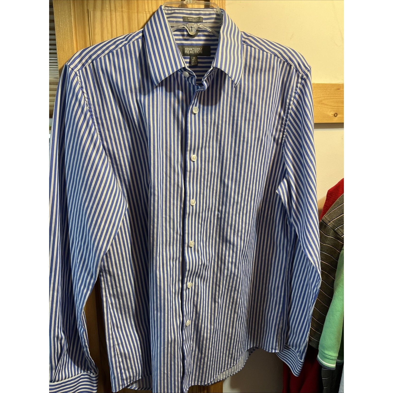 Kenneth Cole Kenneth Cole Reaction Shirt Mens 15.5 34/35 Slim Blue Stripe Size US M / EU 48-50 / 2 - 7 Thumbnail