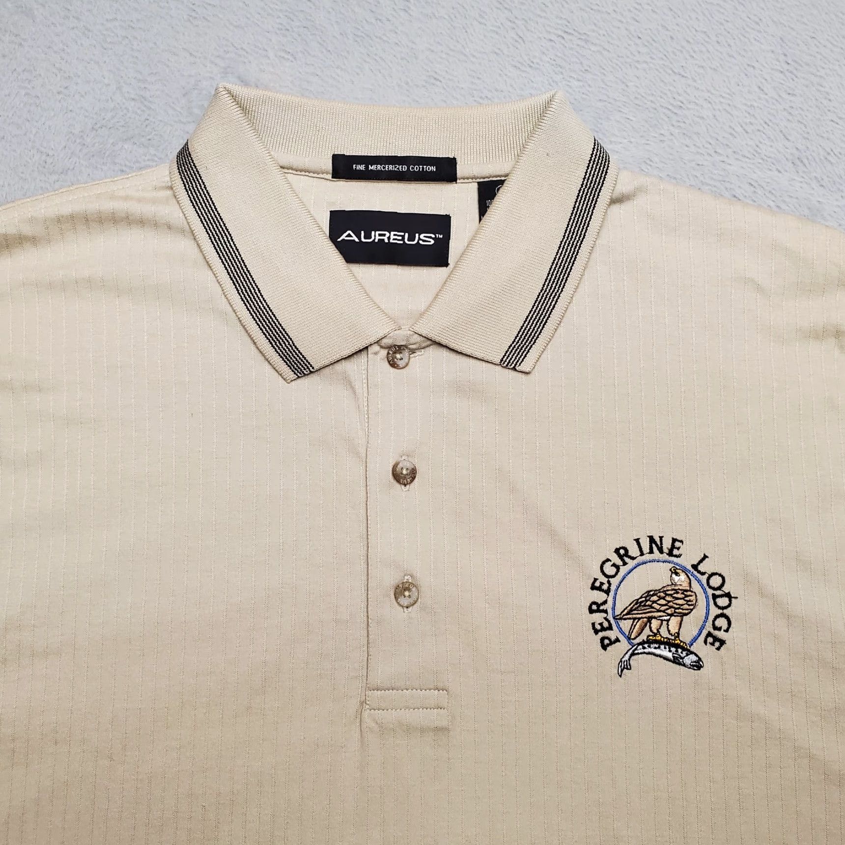 Peregrine Peregrine Fishing Lodge shirt Mens L Khaki Polo Short Sleeve Vintage 90s Outdoor Casual Beiges Beige Solid Cotton Knit Size US L / EU 52-54 / 3 - 2 Thumbnail