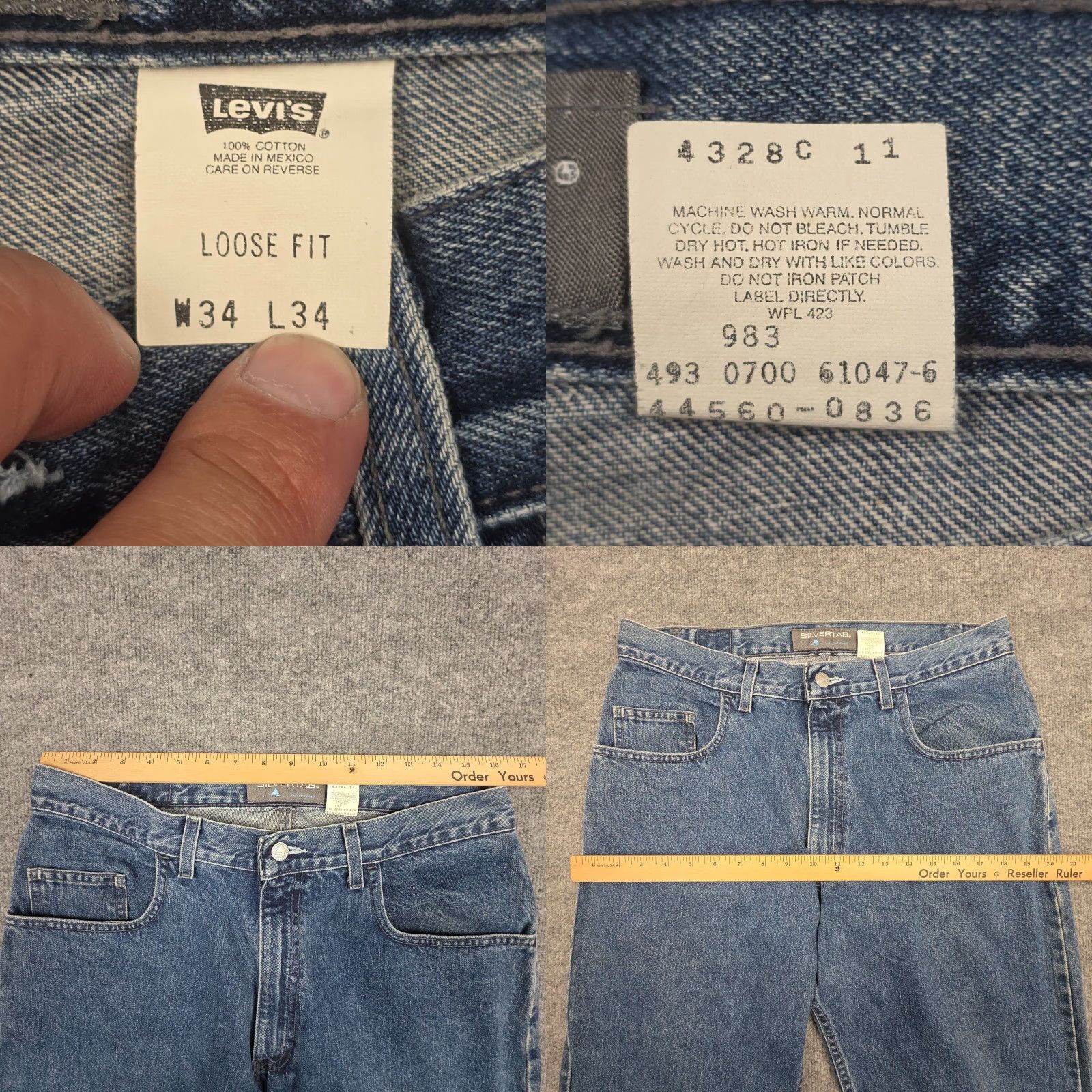 Levi's VINTAGE Levi's Silvertab Jeans Men 32 x 32 Blue Denim Loose Fit 90s Rock Logo USA Size US 32 / EU 48 - 9 Thumbnail