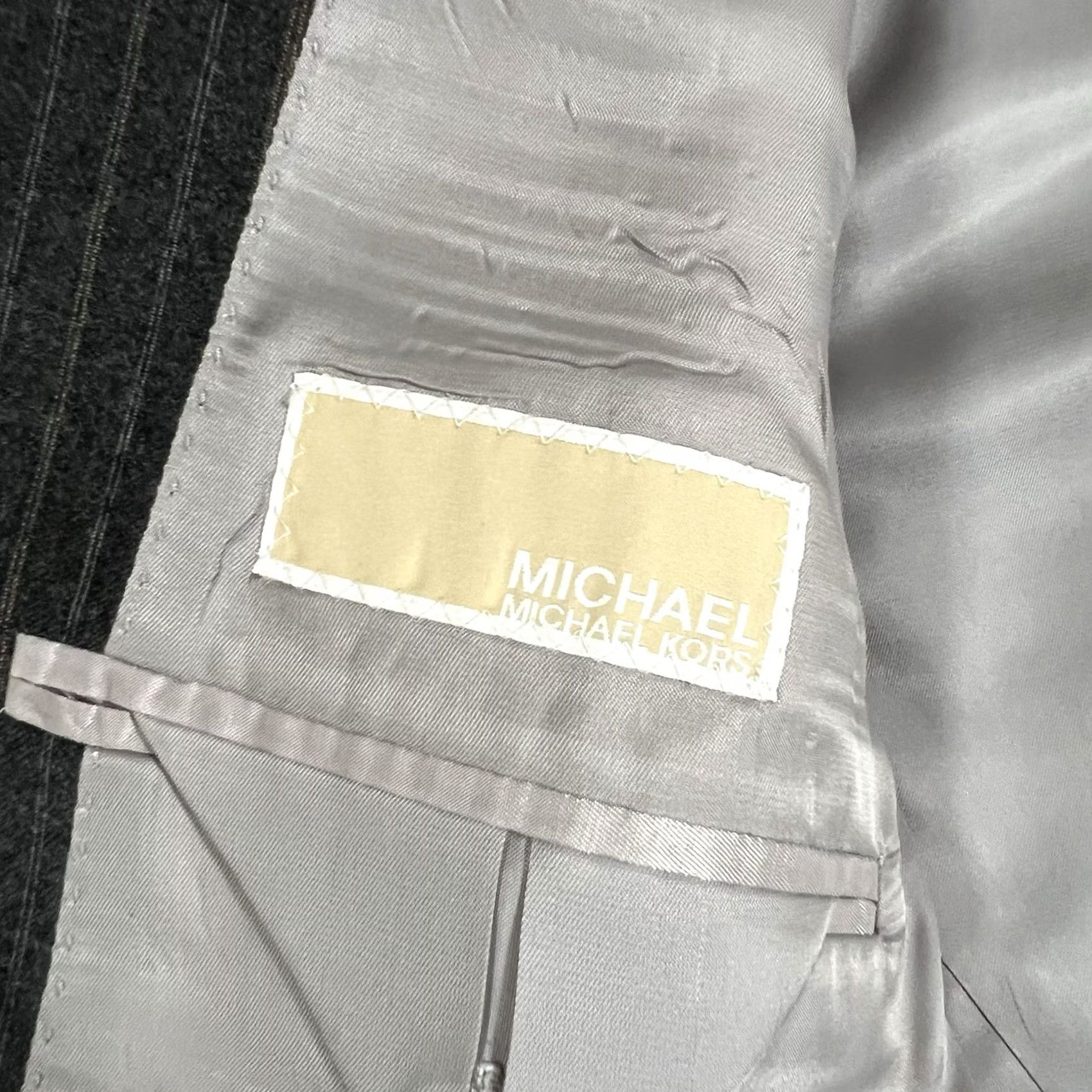 Michael Kors Michael Kors Mens Blazer Shirt 42R Wool Plaid Two Button Grey Sports Coat Regular Size Mens Size 42R - 3 Thumbnail