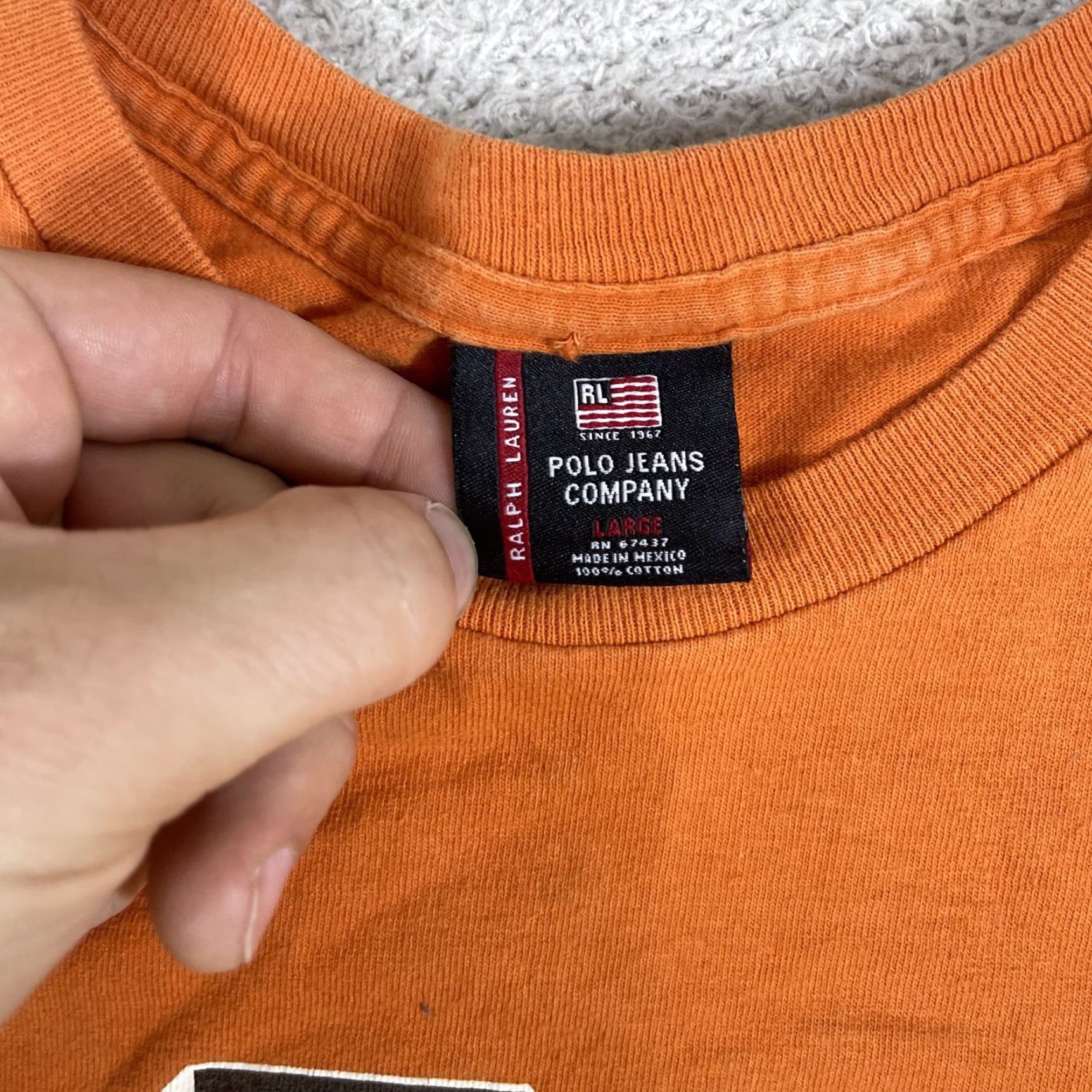 Polo Ralph Lauren VINTAGE Polo Jeans Co T-Shirt Mens L Orange Long Sleeve 90s Y2K Skate Ralph Lauren Mens Size US L / EU 52-54 / 3 - 4 Thumbnail