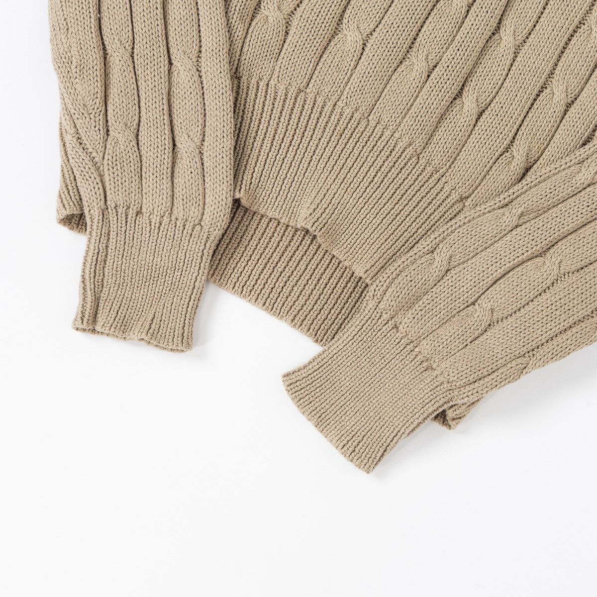 Other Redford Men Beige Cable Knit Sweater V-Neck Classic Pullover Size US M / EU 48-50 / 2 - 6 Thumbnail
