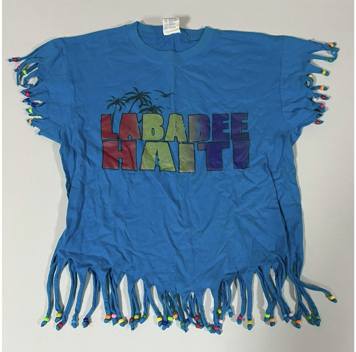 Vintage Blue ‘Labadee, Haiti’ Graphic Beaded Shirt Top Tee Size S 💙✨ Size S / US 4 / IT 40 - 1 Thumbnail