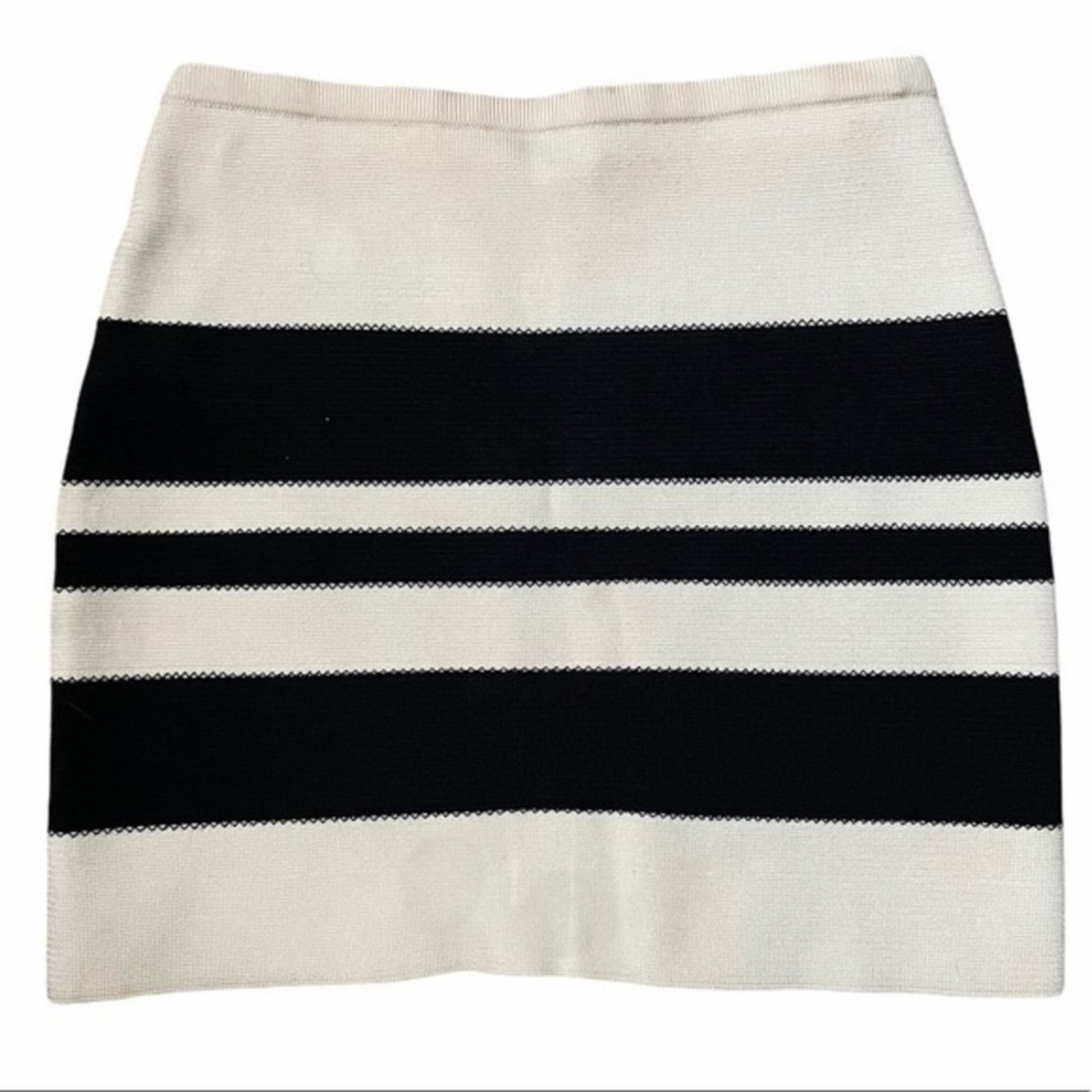 Gianfranco Ferre × Vintage Gianfranco Ferre Vintage Cream Black Striped Miniskirt Size 27" / US 4 / IT 40 - 2 Thumbnail