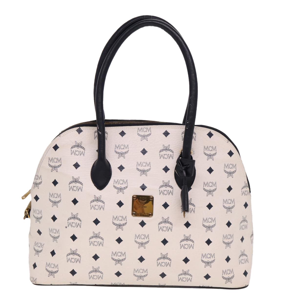 MCM Visetos White Canvas Handbag (Pre-Owned) Size ONE SIZE - 1 Thumbnail
