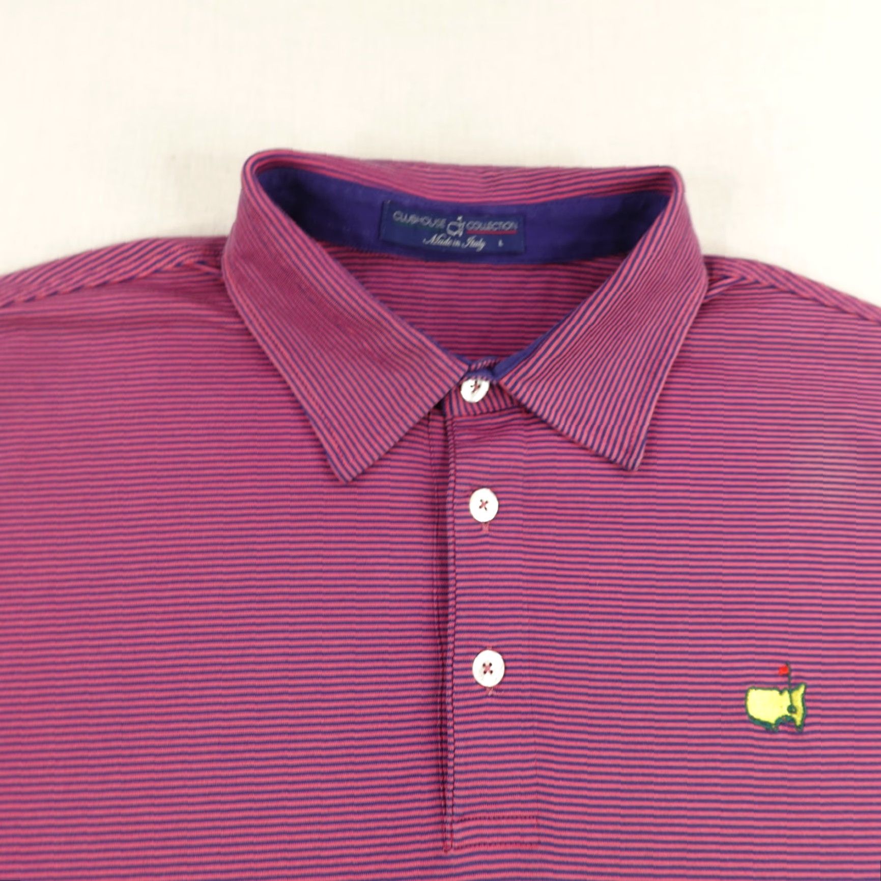 Vintage Masters Polo Shirt Men L Pink Purple Stripes Clubhouse Collection Golf Italy Size US L / EU 52-54 / 3 - 2 Thumbnail