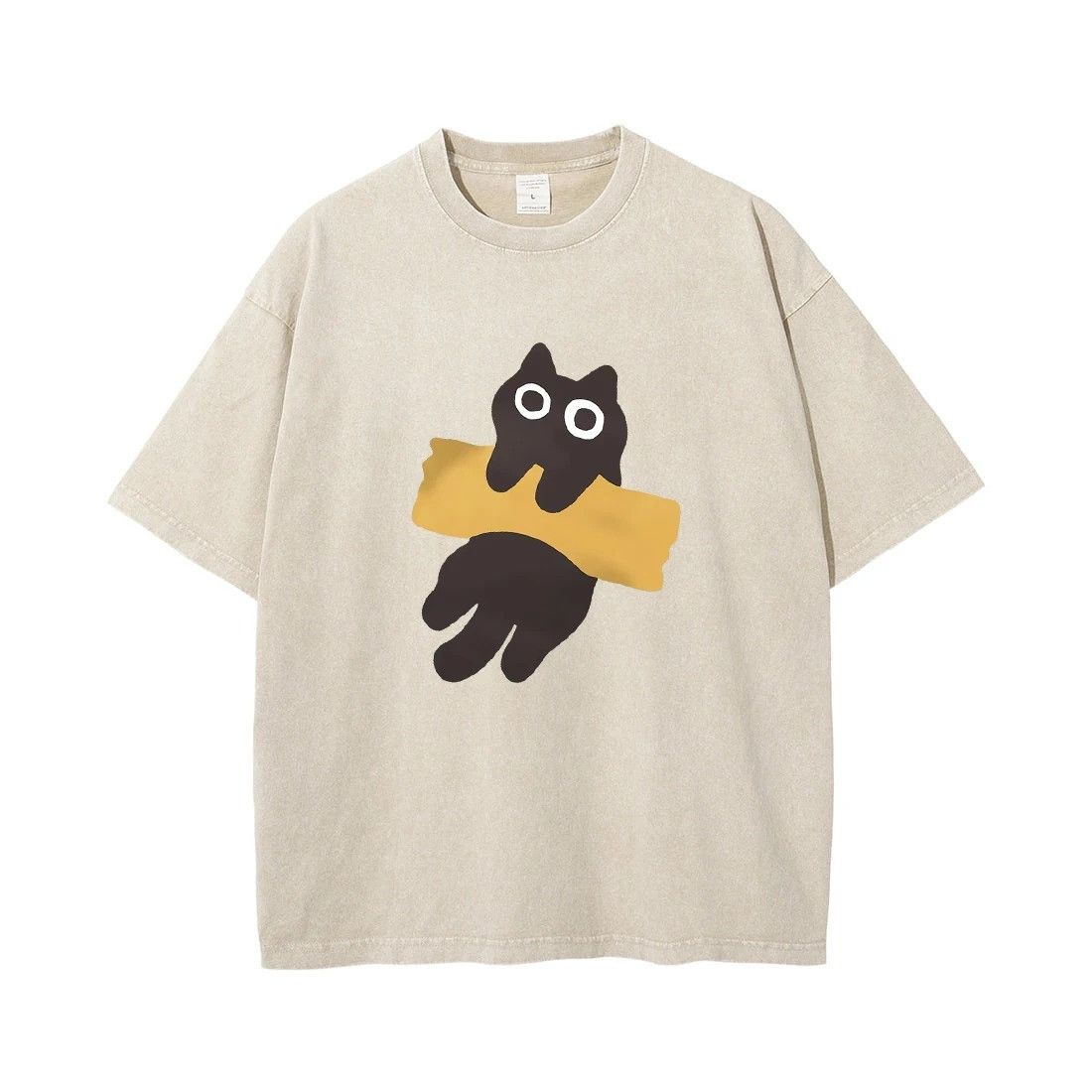 Vintage Fun Cotton Tee with Cat and Graphic Size US XL / EU 56 / 4 - 1 Preview