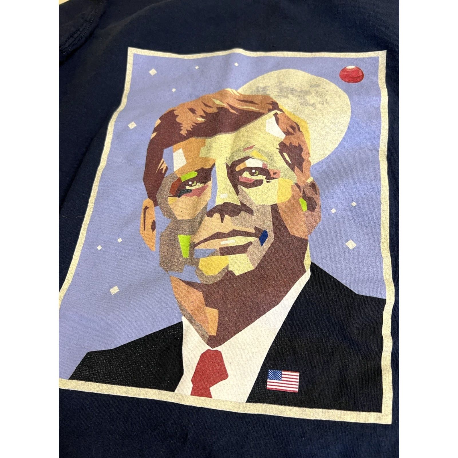 Gildan Mens 2XL Gildan T-Shirt Short Sleeve Crew Neck Moon Theme Blue 60th Anniversary JFK Rice University Speach (Speech) Mens Size US XXL / EU 58 / 5 - 2 Thumbnail