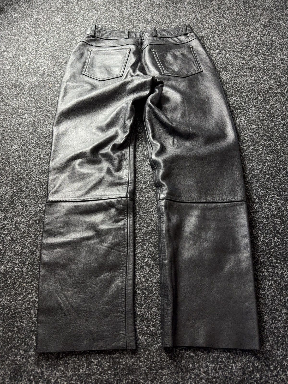 Genuine Leather Leather Biker MOTO Rock Punk Opium Chrome Style Pants Black Size US 31 - 16 Thumbnail