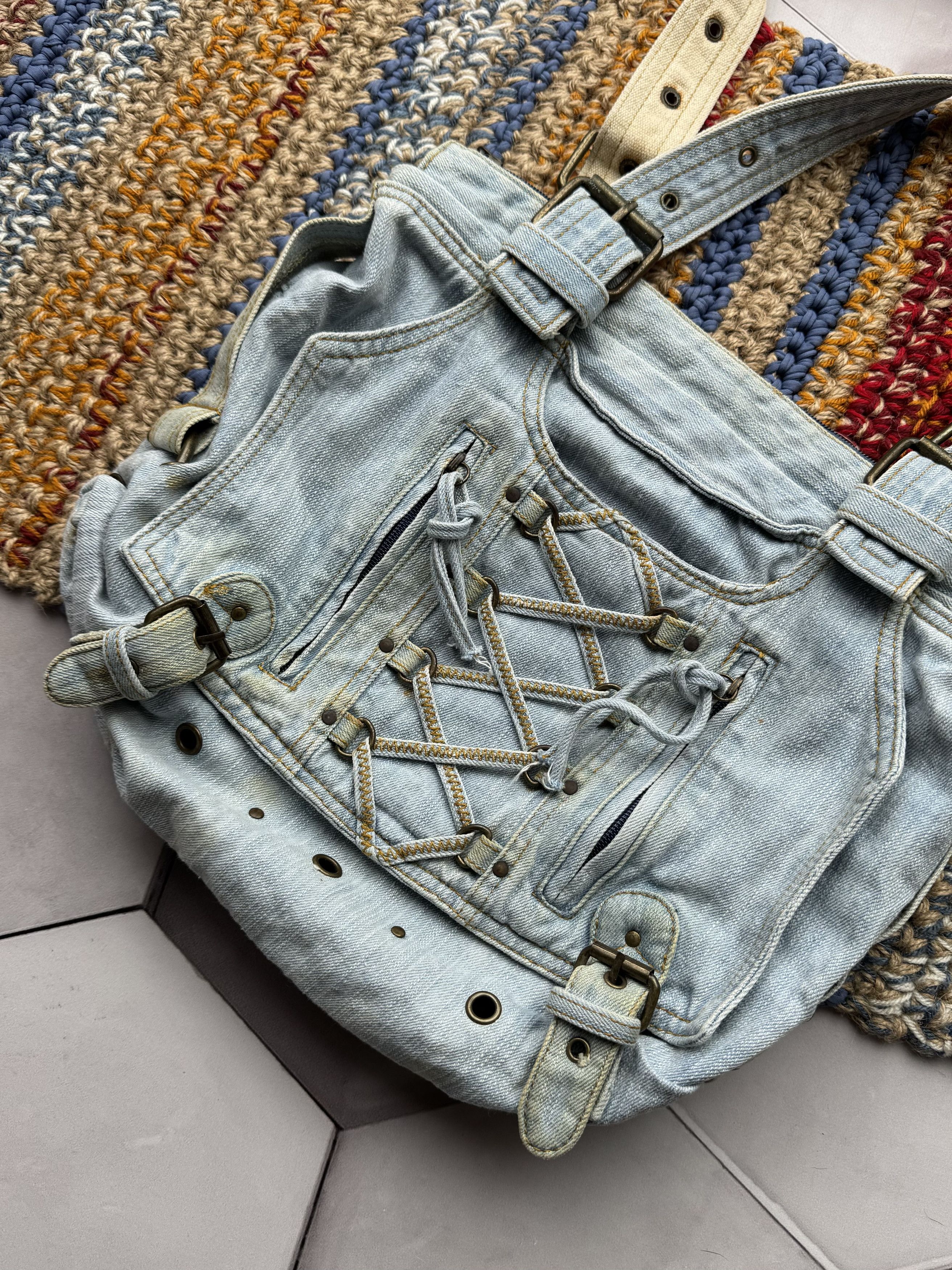Japanese Brand Vintage Denim Bondage Bag (E4) Size ONE SIZE - 3 Thumbnail