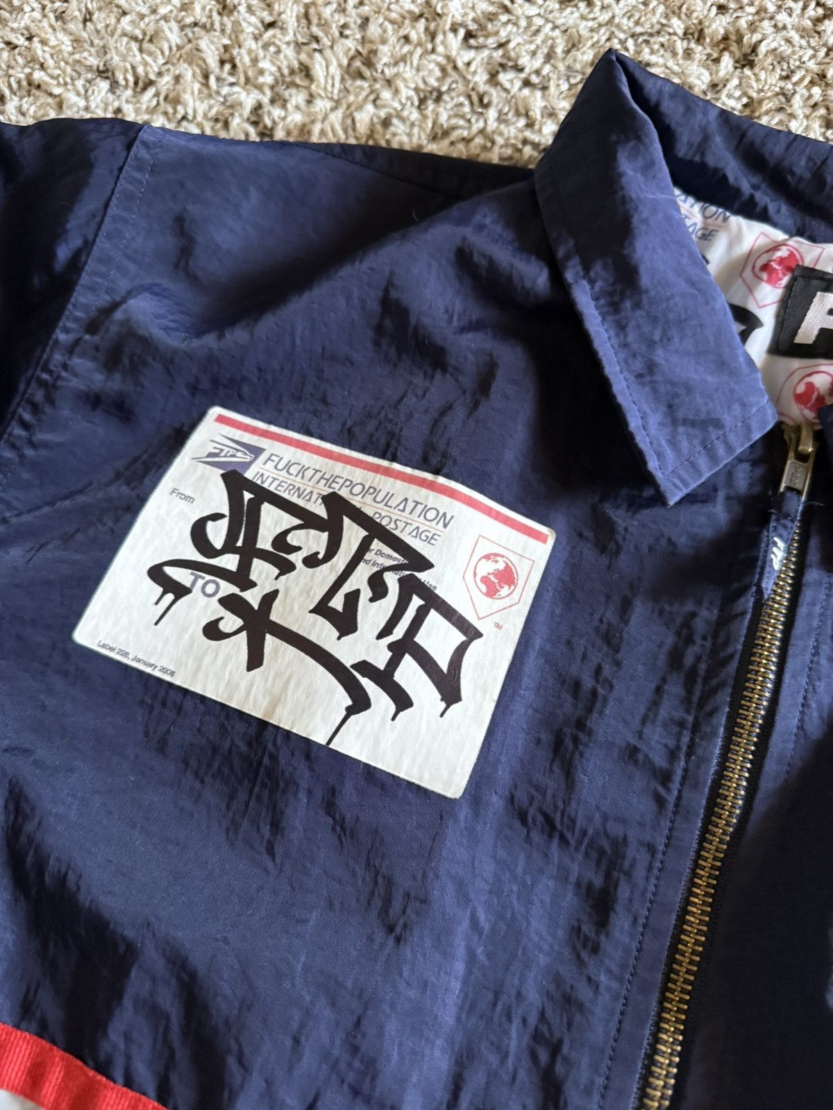 Fuck The Population FTP USPS COACH JACKET LARGE NAVY Size US L / EU 52-54 / 3 - 2 Thumbnail