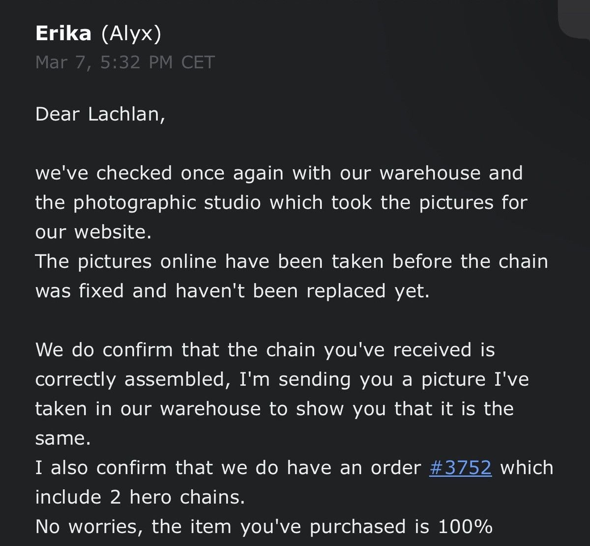 Alyx ORIGINAL V1 ALYX HERO CHAIN MISPRINT RARE!! Size ONE SIZE - 8 Thumbnail