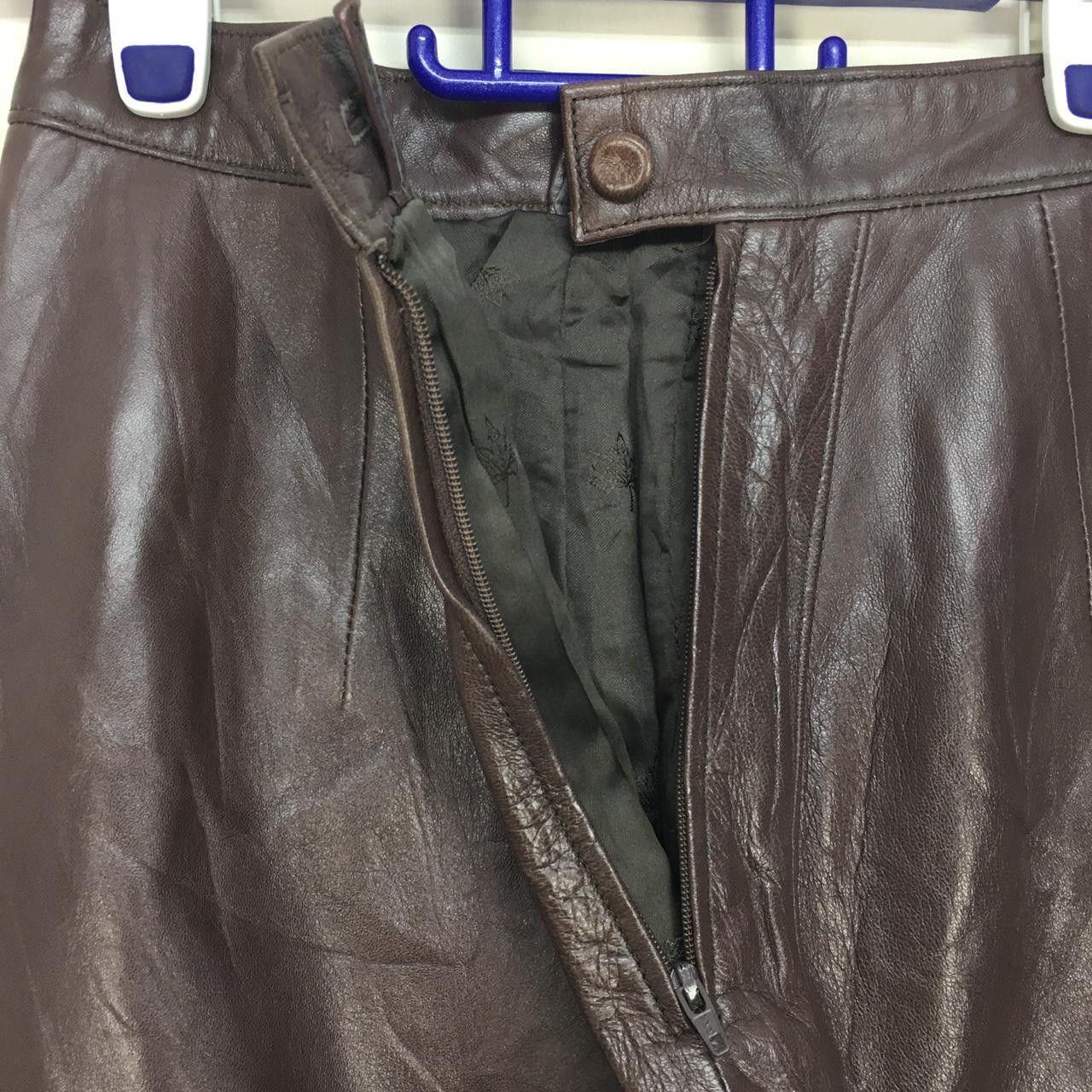 Vintage Vtg 245 SONGEUR DAIYA PARIS Leather Mini Skirt Size 38" / US 16 / IT 52 - 3 Thumbnail