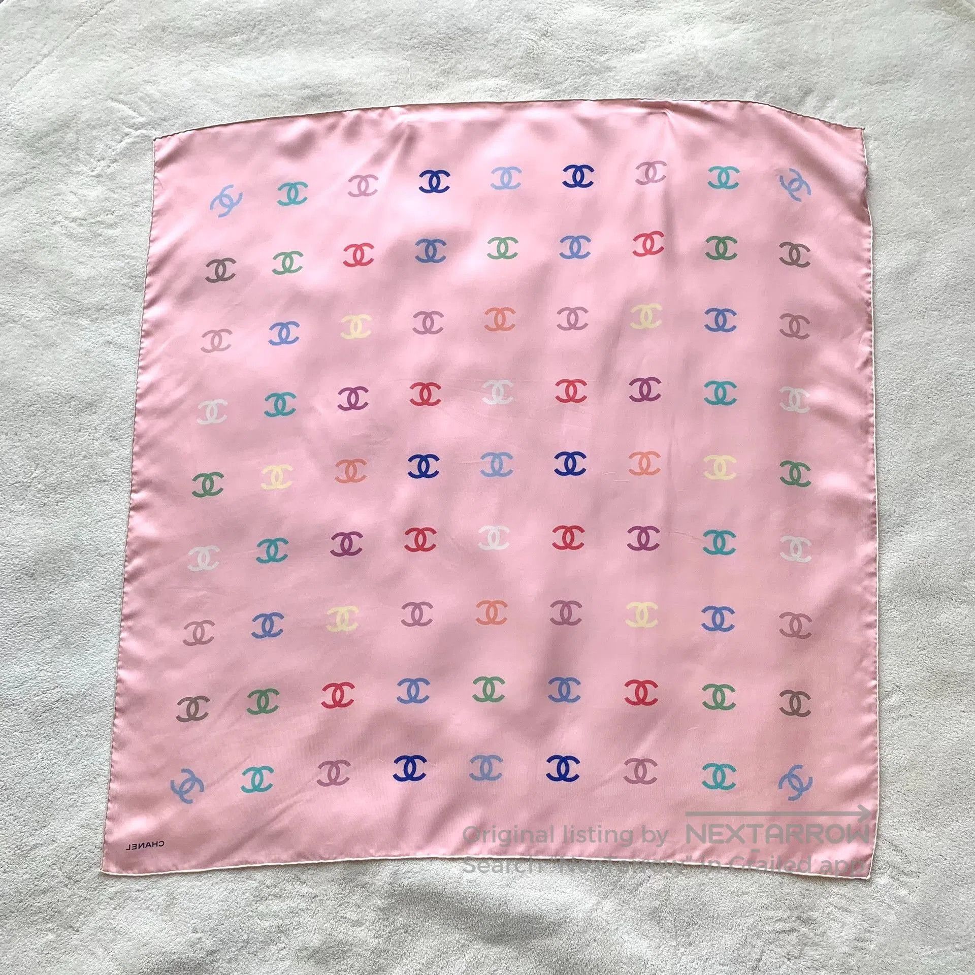 Chanel Chanel Pink Logo Print Silk Scarf 90x90cm. Size ONE SIZE - 2 Thumbnail