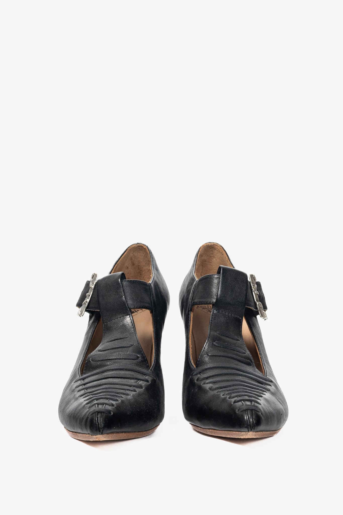 John Fluevog John Fluevog Pollux Black T-Strap Buckle Heels Size US 10 / IT 40 - 2 Thumbnail