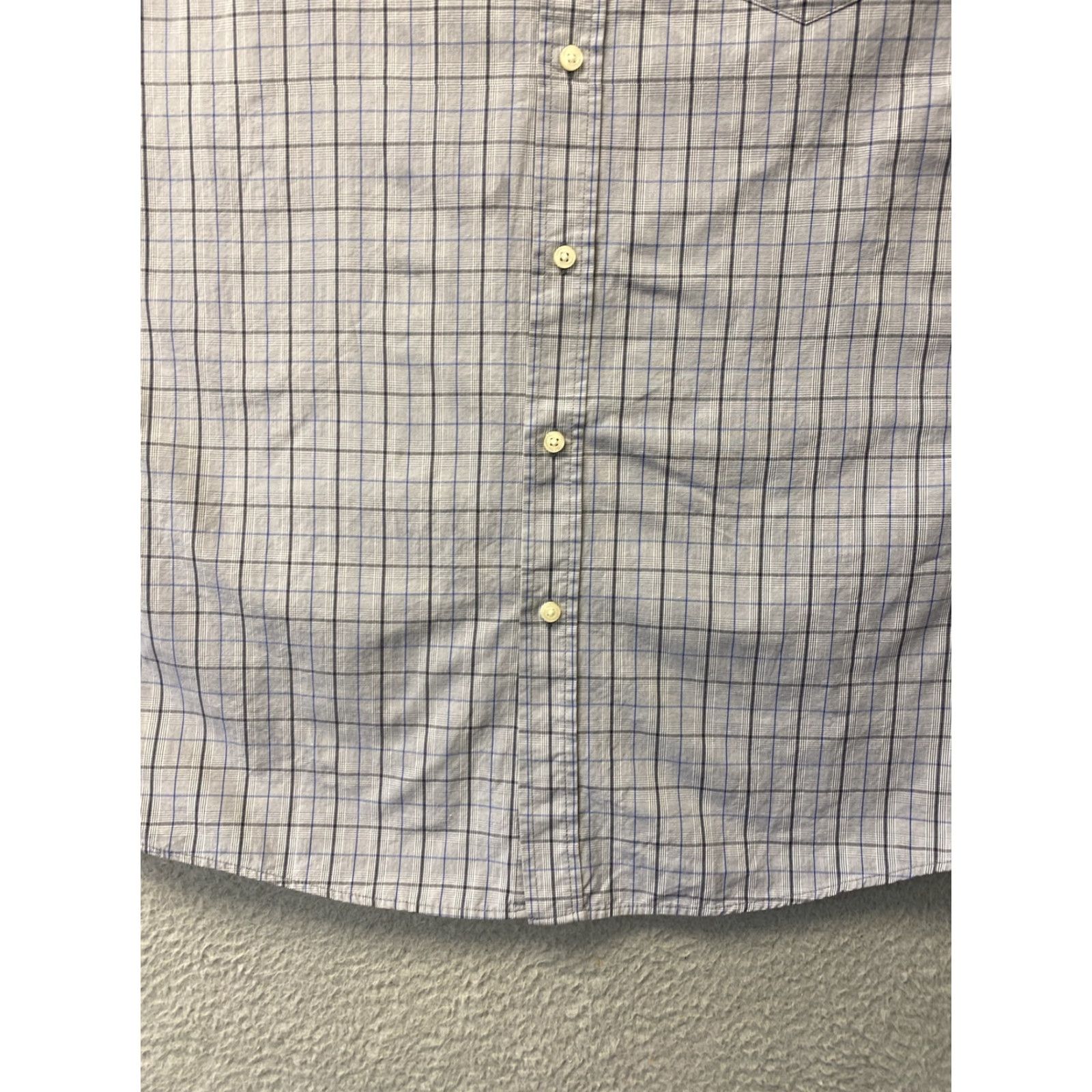 Vintage JACHS Dress Shirt Mens Large Gray Plaid Geometric Button Up Slim /80-88 Size 42R - 2 Thumbnail