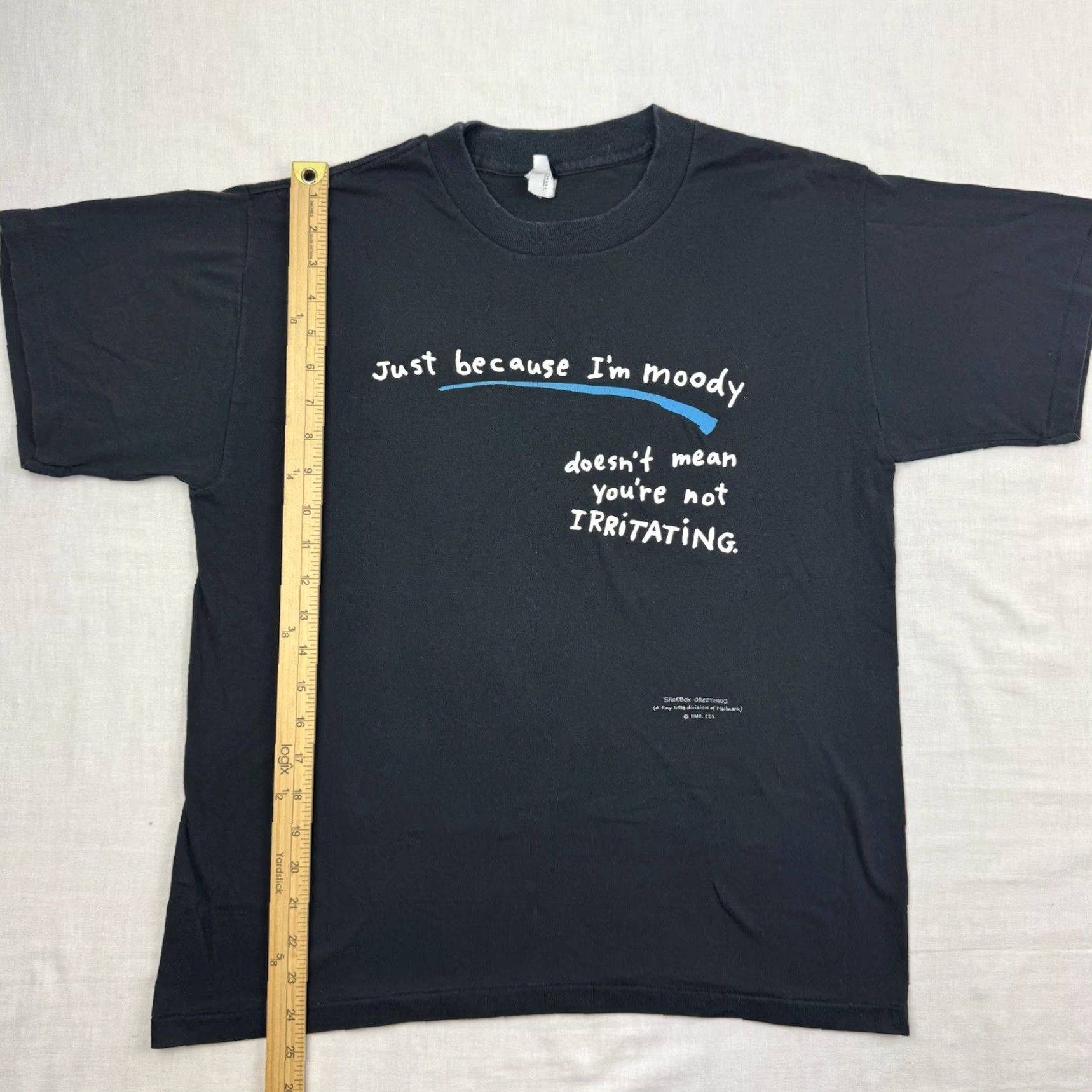 Vintage VINTAGE Hallmark Moody Irritated T Shirt Mens Large Black 90s Graphic Print Funny Crew Neck 90s Mens Size US L / EU 52-54 / 3 - 6 Thumbnail