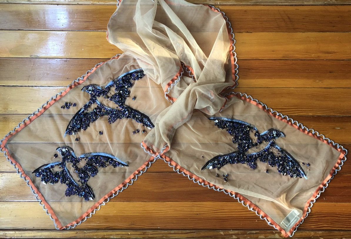 Dries Van Noten Incredible Beaded Crystal Silk Scarf Size ONE SIZE - 5 Thumbnail