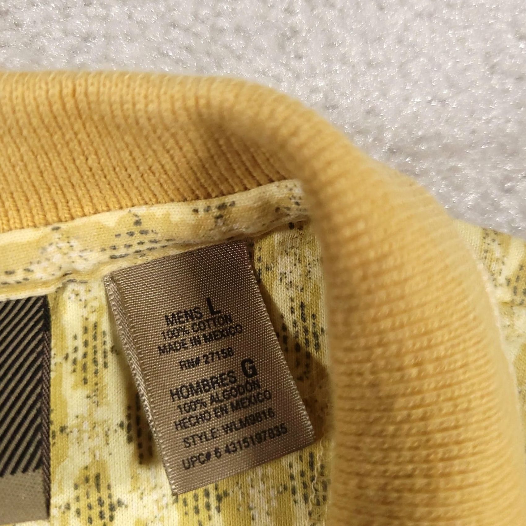 Farah Farah Polo Shirt Mens Large Yellow Geometric Pattern Pocket 100% Cotton Casual Size US L / EU 52-54 / 3 - 6 Thumbnail