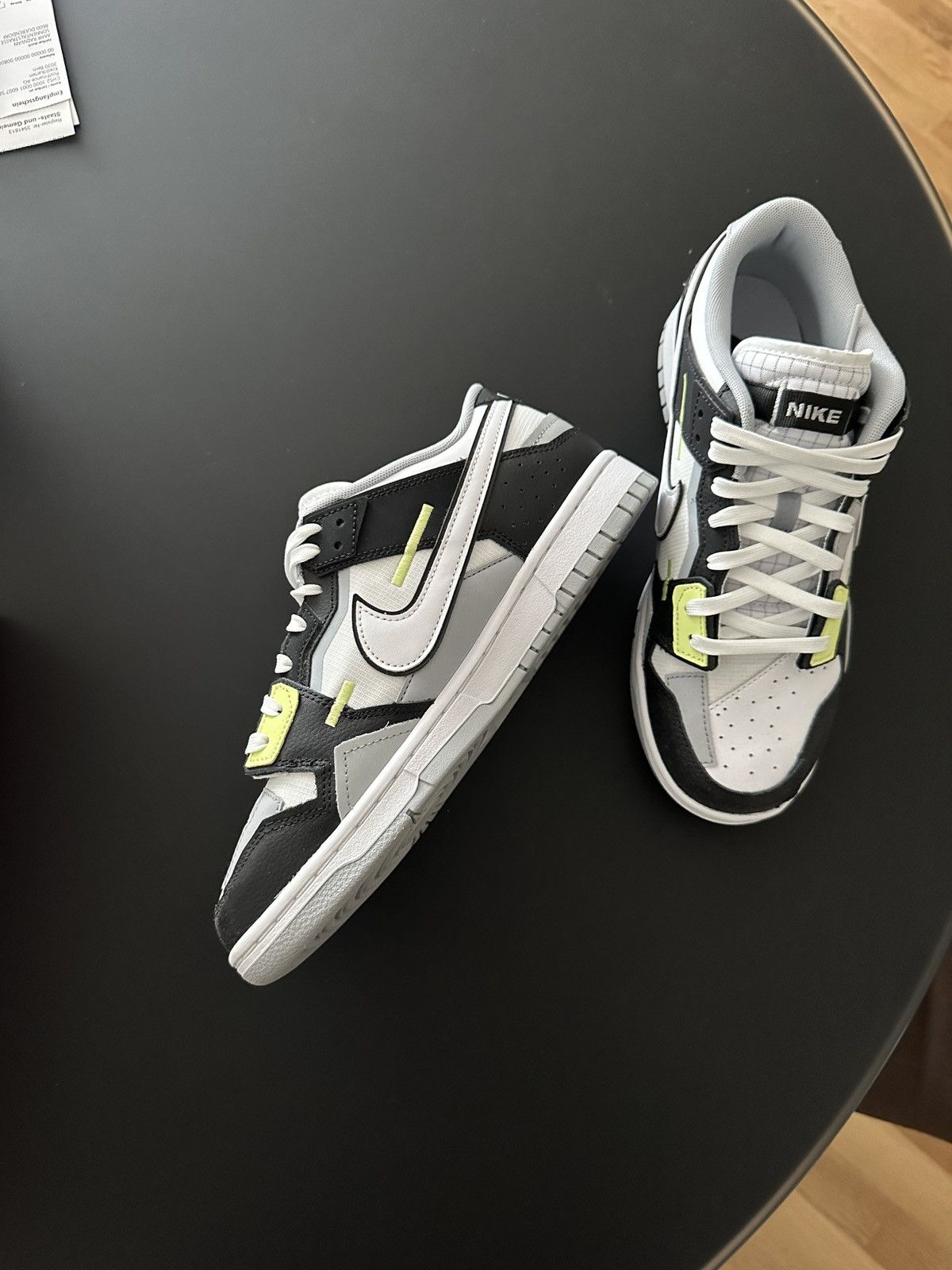 image of Nike Dunk Scrap Lemon Twist Shoes in White, Men's (Size 8.5)