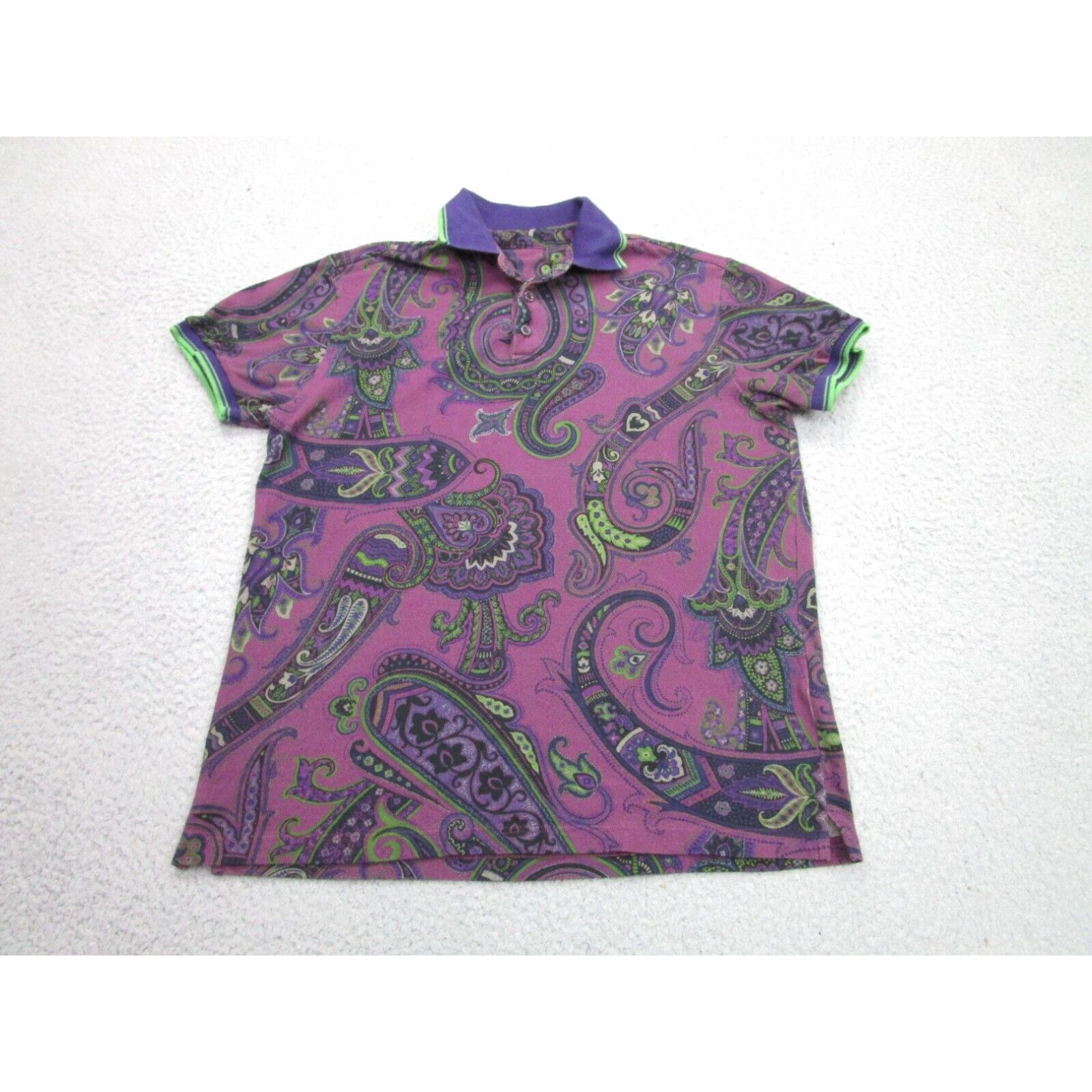 image of Etro Shirt Mens Xs, S Purple Green Slim Fit Knit Paisley Luxury Adult Small in White