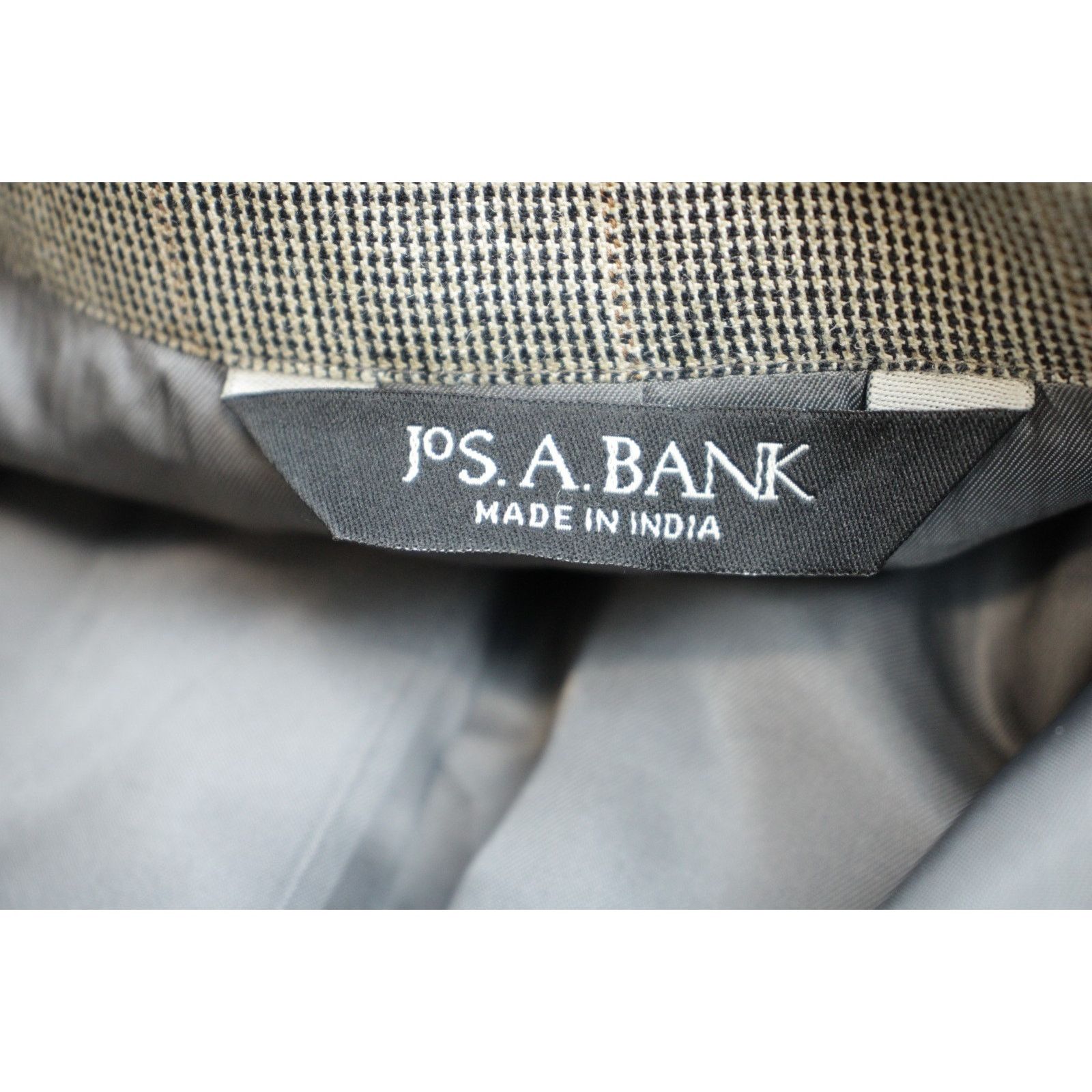 Jos. A. Bank Jos A Bank Blazer Mens Size 46R Brown Windowpane Silk Wool Size 46R - 7 Thumbnail