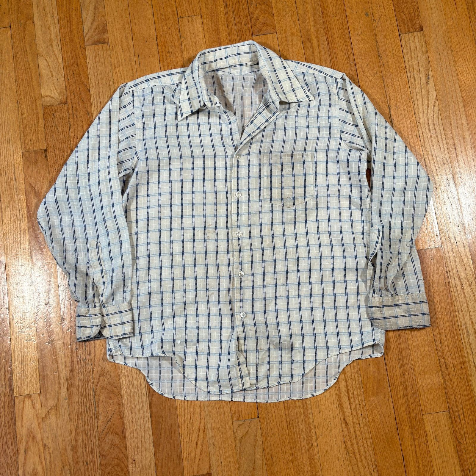 Vintage Vintage 60/70s Thrashed Plaid Farm Button Down Size US XL / EU 56 / 4 - 1 Thumbnail
