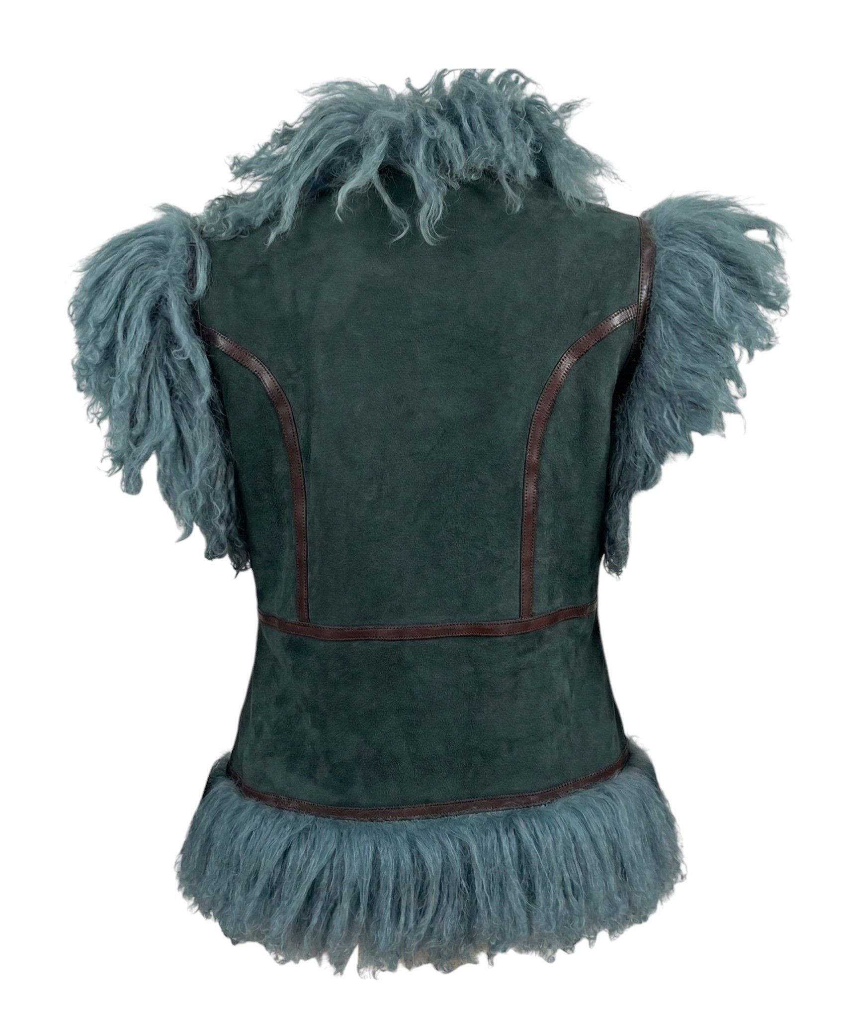 Gucci F/W 2008 RUNWAY BOHO STYLE SHEARLING SUEDE ELATHER VEST Size M / US 6-8 / IT 42-44 - 3 Thumbnail