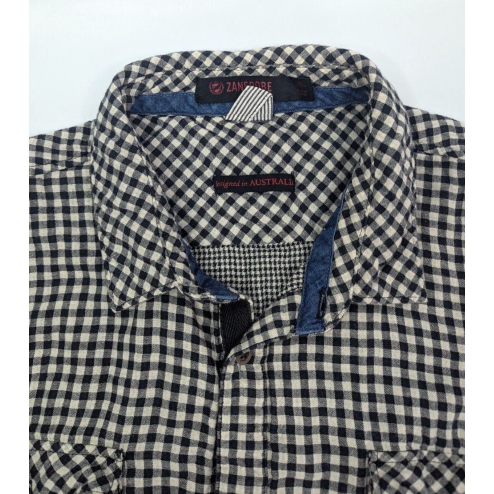Zanerobe Zanerobe Button-Up Shirt Plaid Flannel Long Sleeve Men XL Beige Houndstooth Lining Luxury? (avoid extra) Size US XL / EU 56 / 4 - 7 Thumbnail