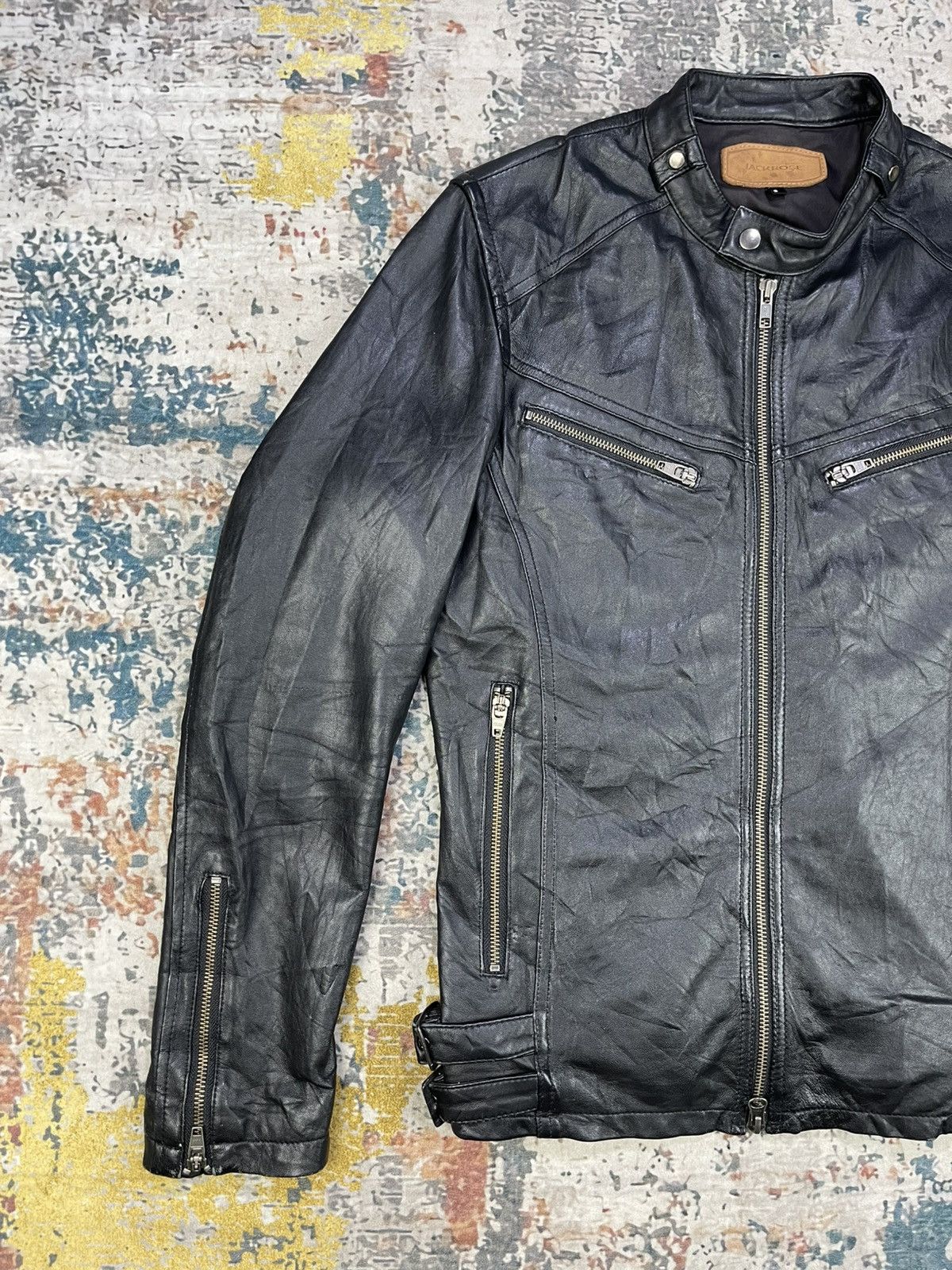 JACKROSE Jackrose Black Leather Half Belted Rider Jacket Size US S / EU 44-46 / 1 - 2 Thumbnail